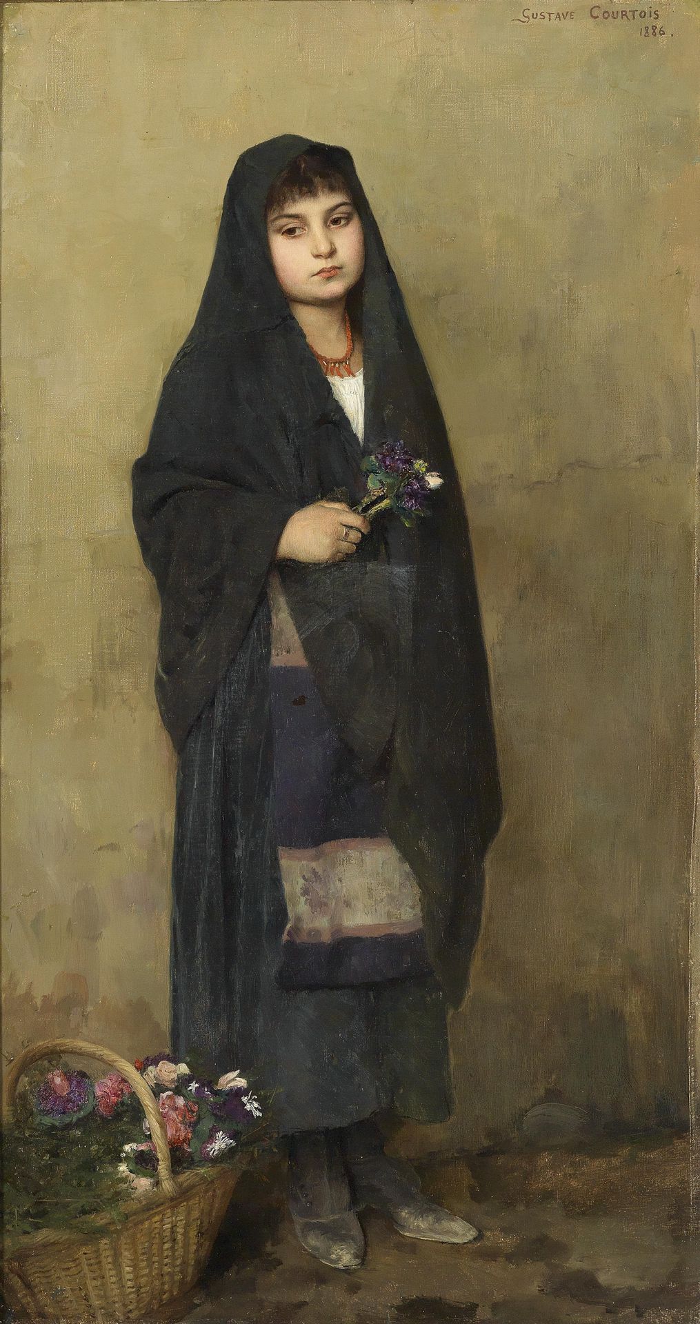Das Blumenmädchen, Signiert by Gustave-Claude-Etienne Courtois