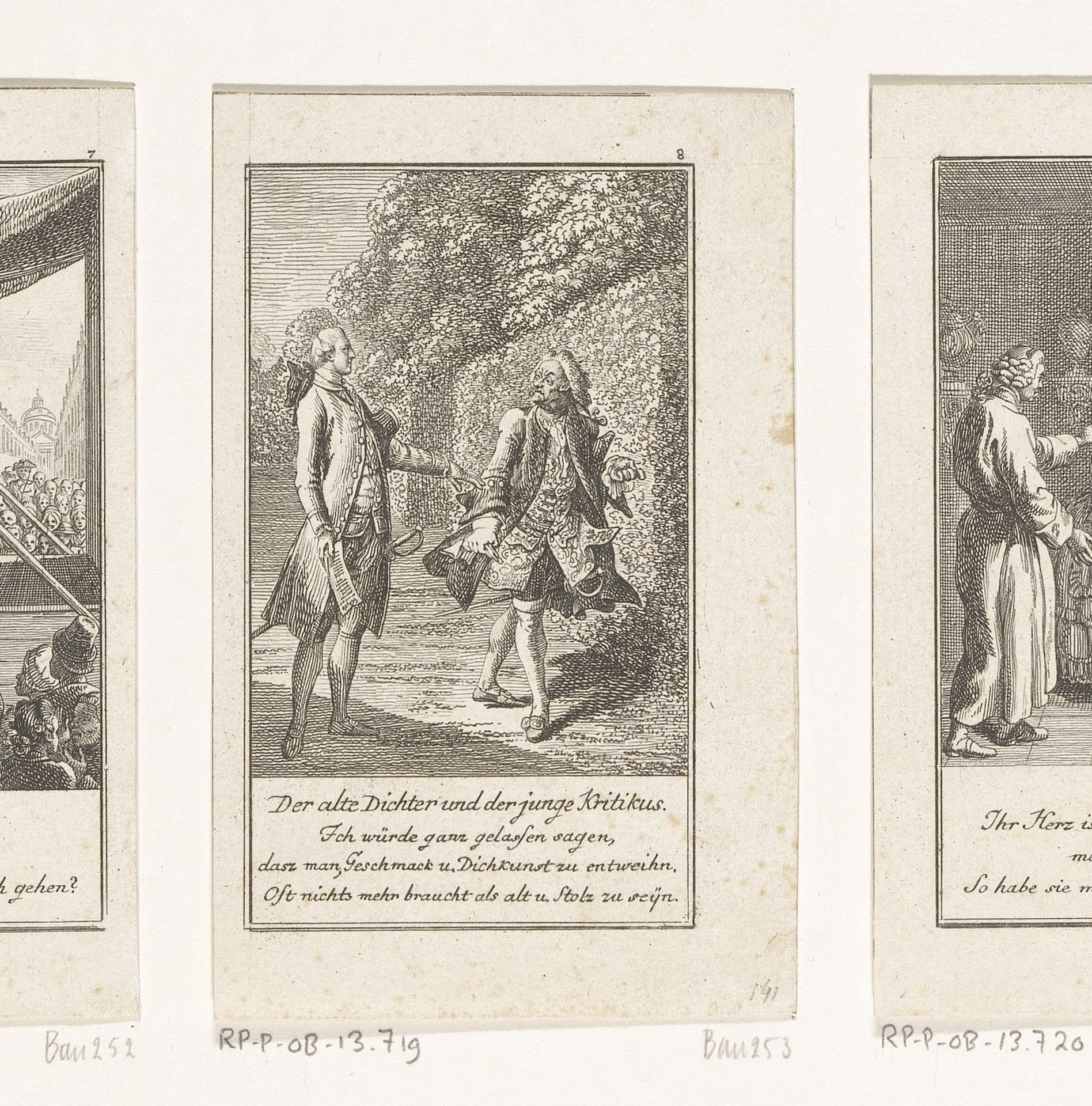 Oude dichter in gesprek met een jonge criticus by Daniel Nikolaus Chodowiecki
