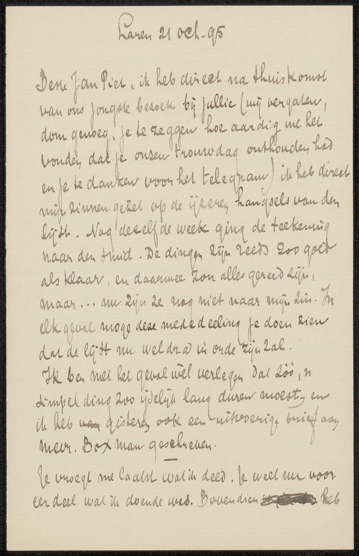 Brief aan Jan Veth by Antoon Derkinderen