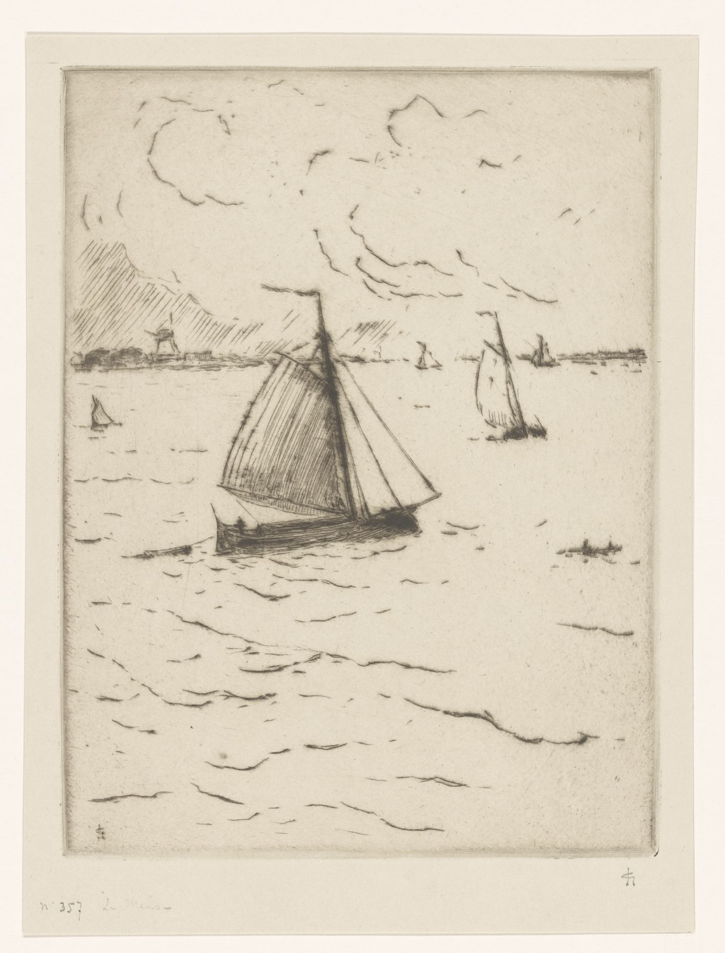 Zeilschepen op de Maas by Carel Nicolaas Storm van 's-Gravesande