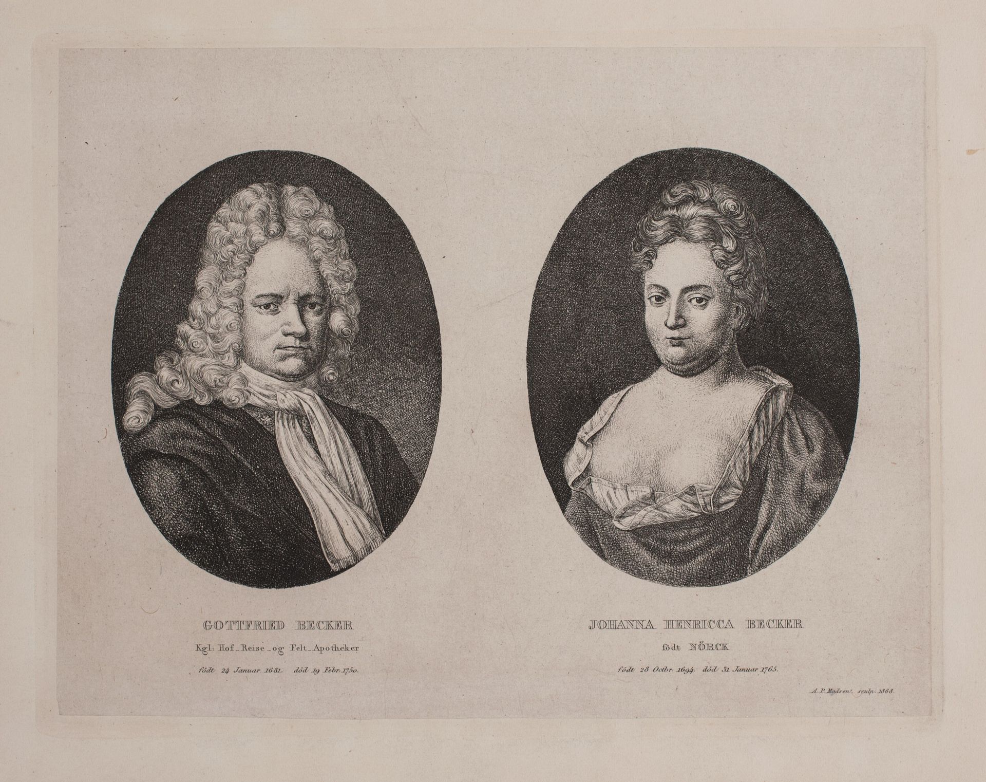 Gottfried Becker og hans hustru Johanna Henricca Becker, f. Nörck by Madsen, A.P.