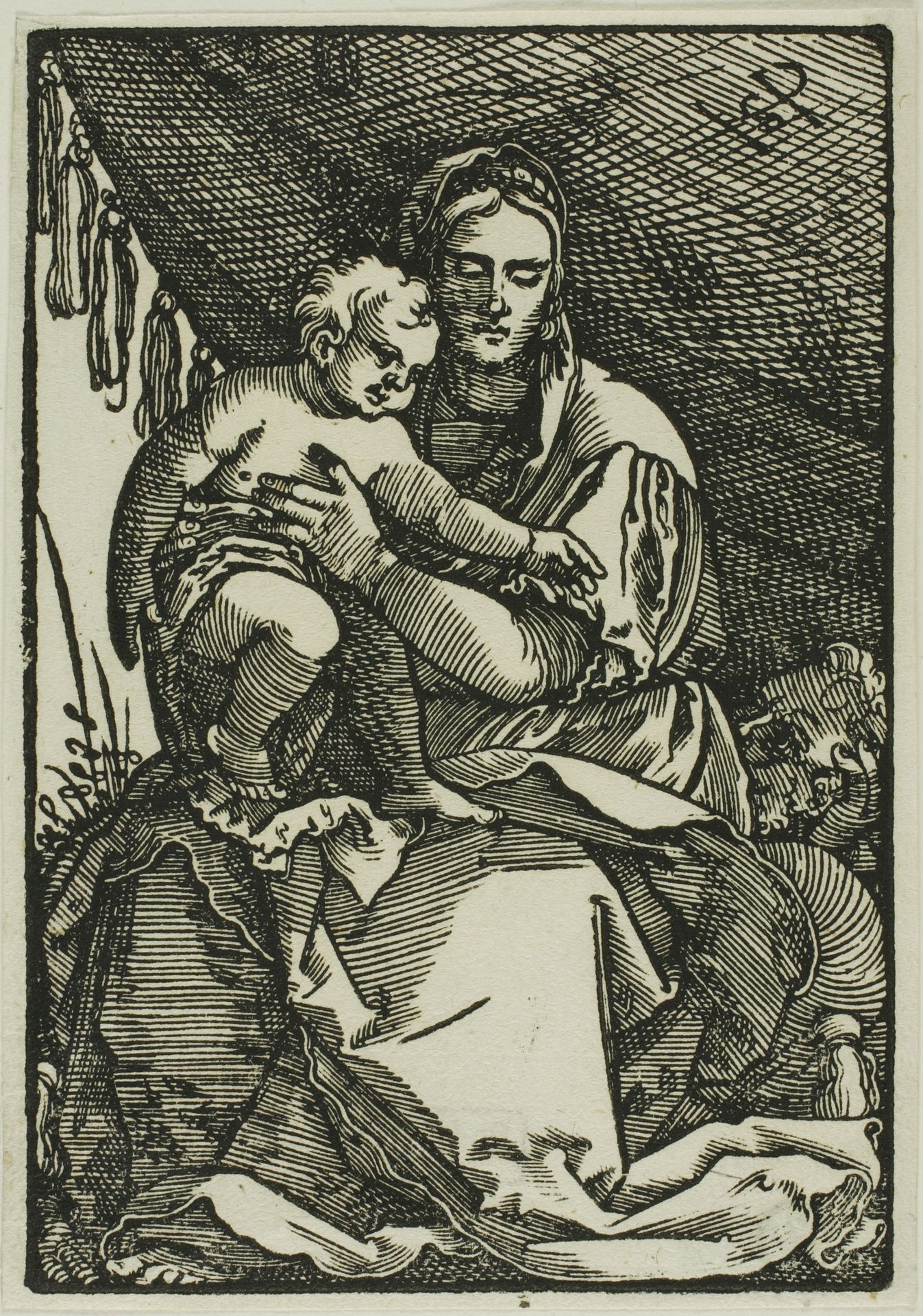 The Holy Family Under the Canopy by Sebald Beham