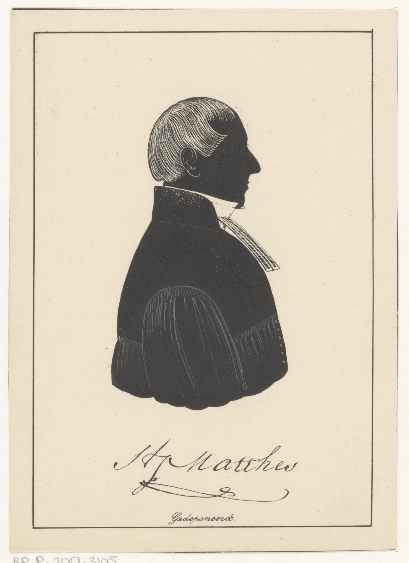 Silhouetportret van Hendrik Justus Matthes by Pieter (IV) Barbiers
