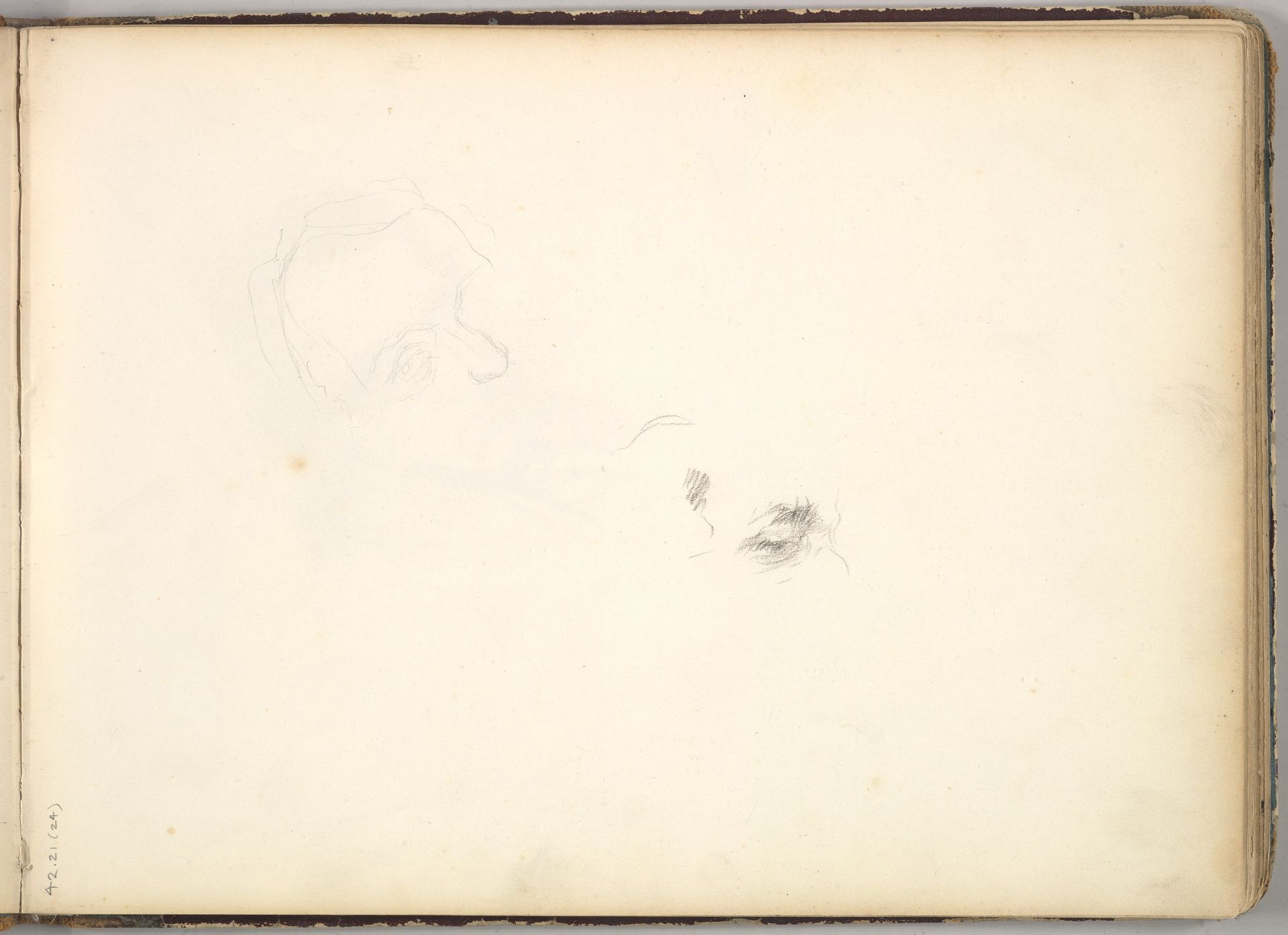 Preliminary Studies for Portrait of William Makepeace Thackeray (in Sketch Book With Drawings on Twenty-six Leaves) by Frederic Leighton