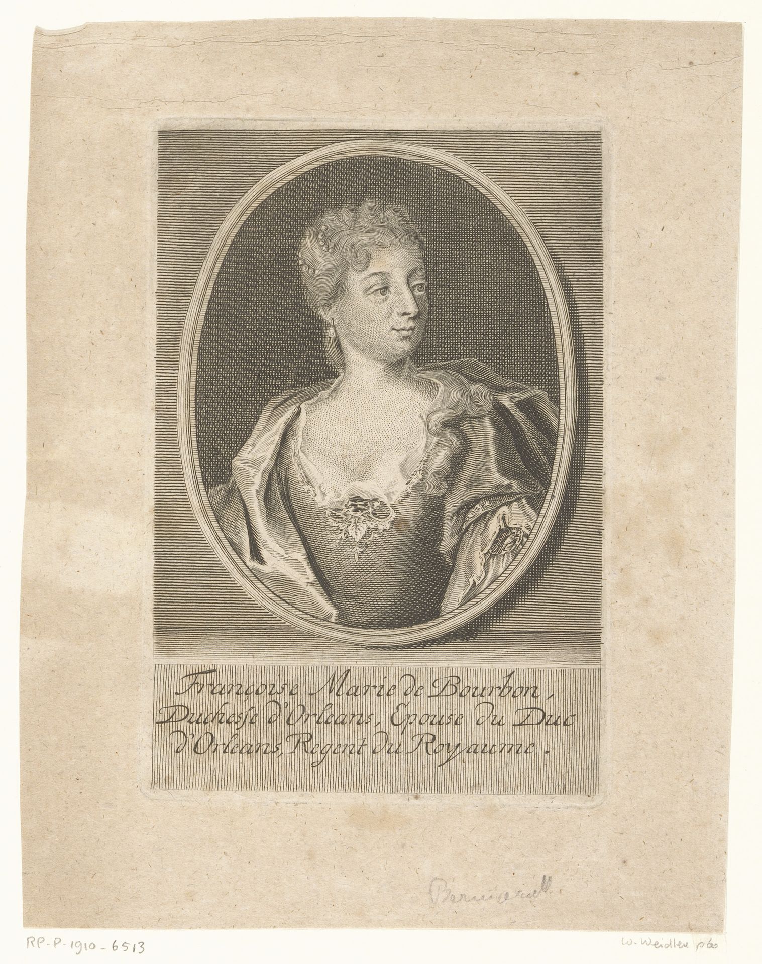 Portret van Françoise Marie de Bourbon by Martin Bernigeroth