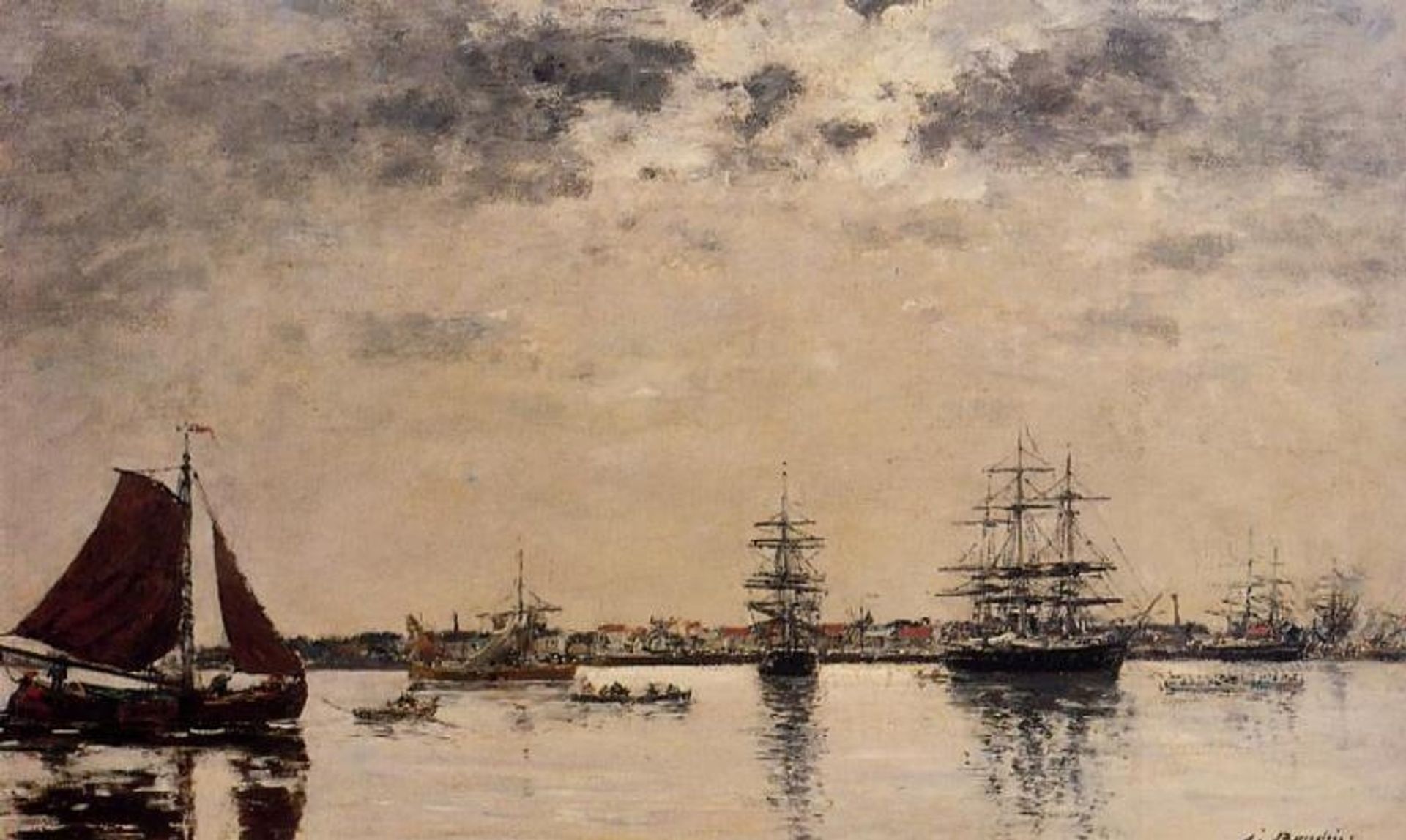 Antwerp, boats on the River Escaut by Eugène Boudin