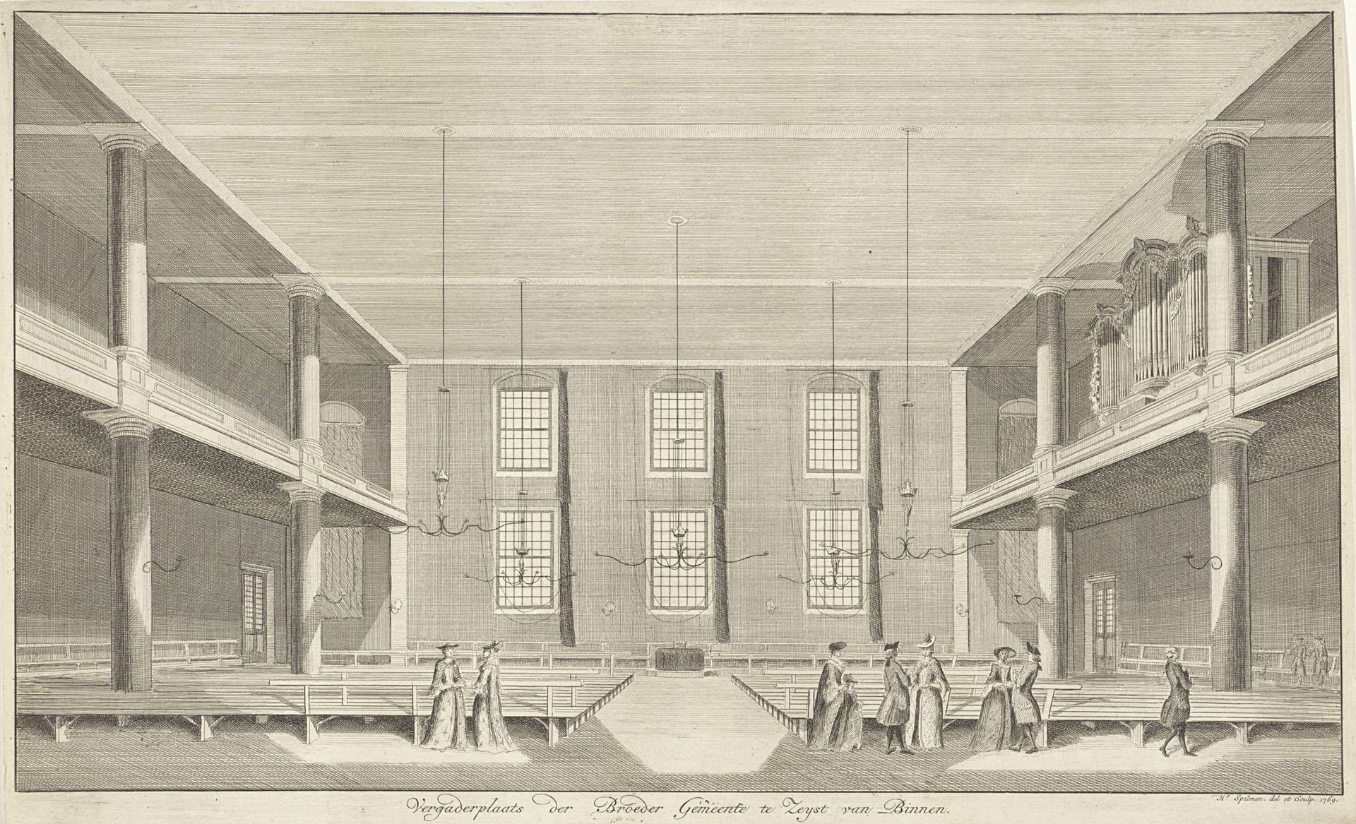 Interieur van de vergaderingruimte op het Broederplein te Zeist by Hendrik Spilman