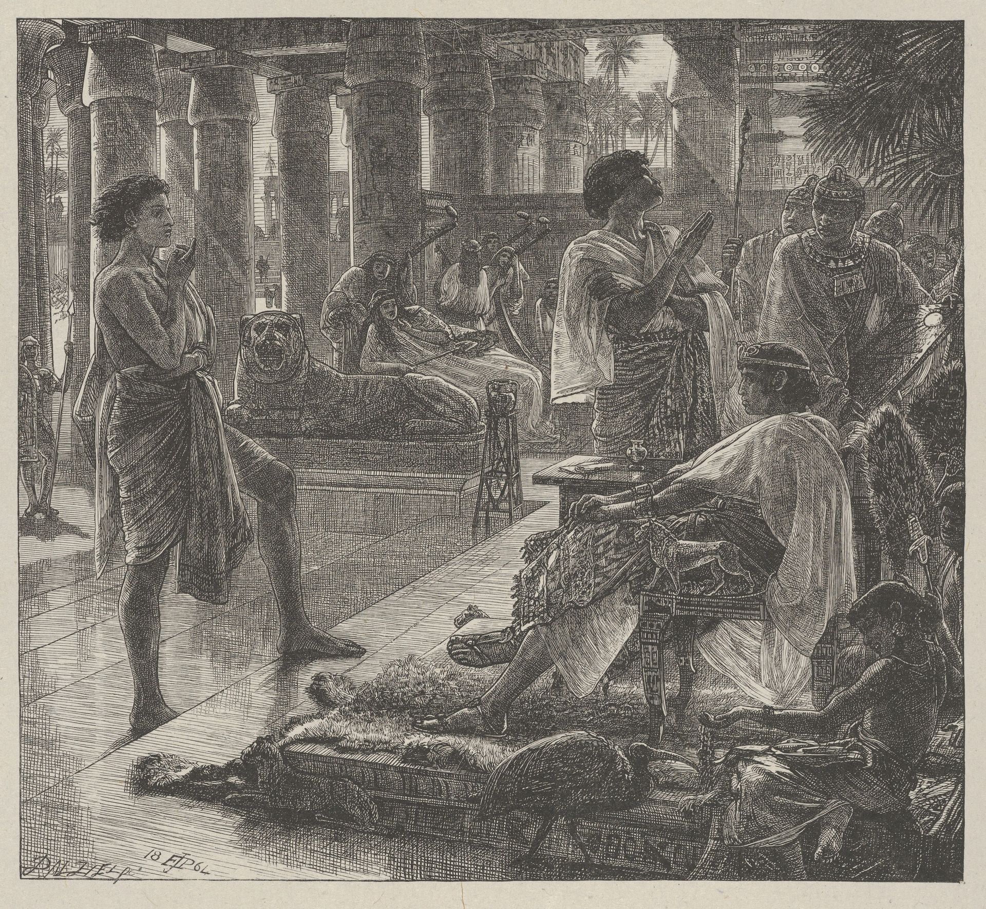 Joseph Before Pharoah, from "Dalziels' Bible Gallery" by Edward John Poynter