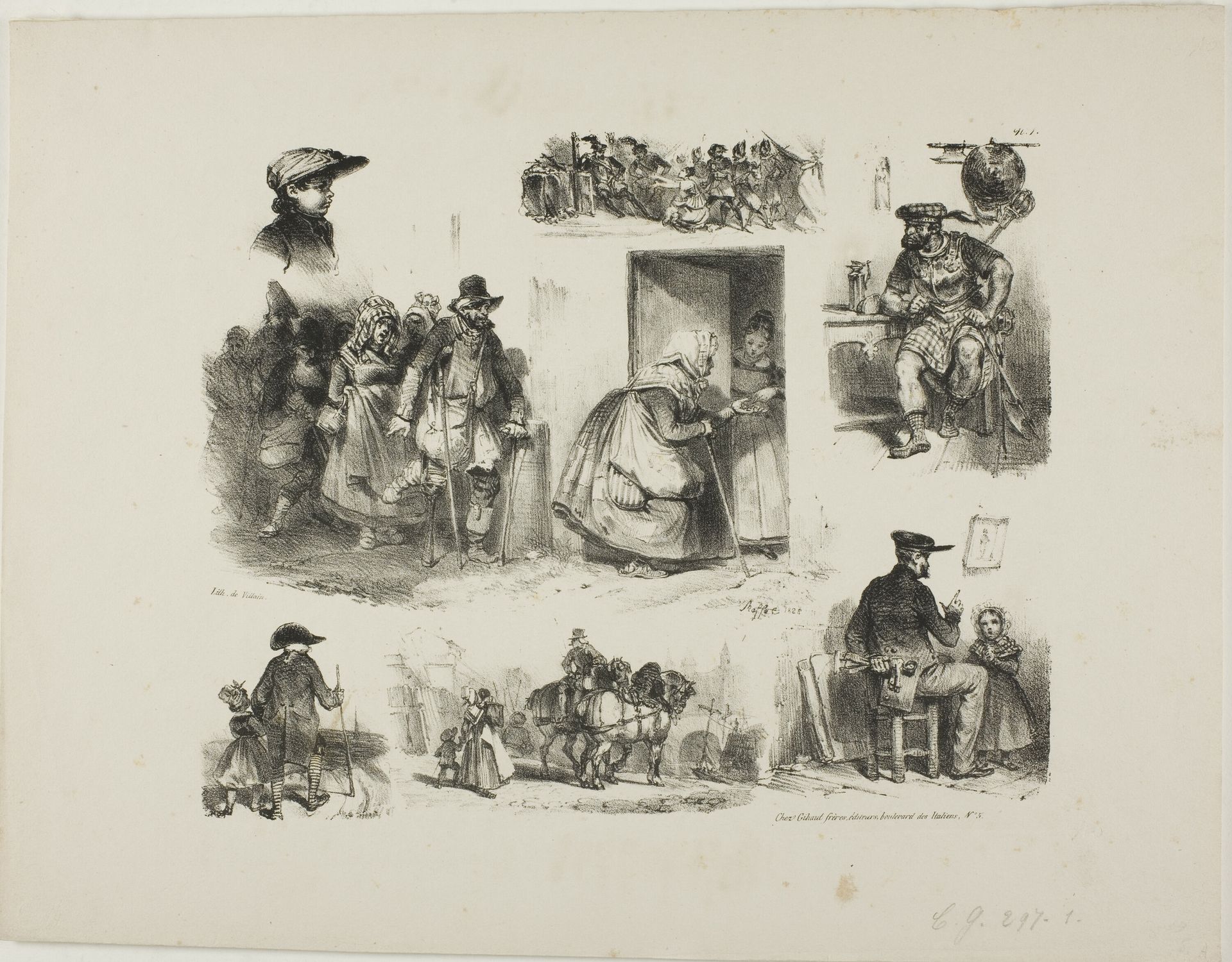 Sheet of Sketches by Auguste Raffet