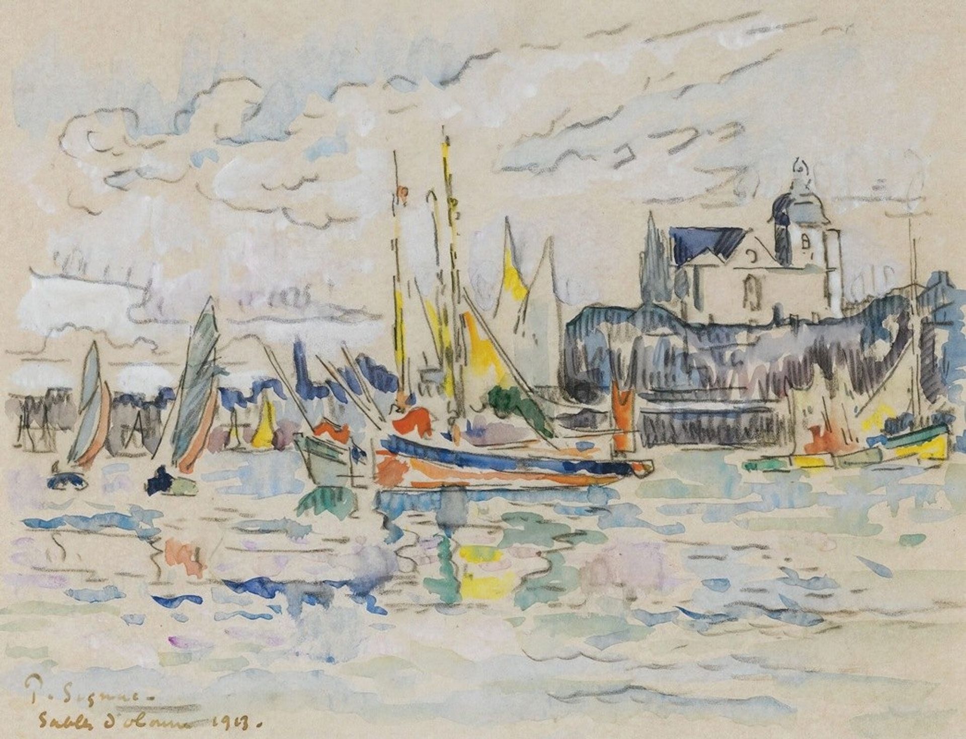 Sables D’olonne, Vue De Port by Paul Signac
