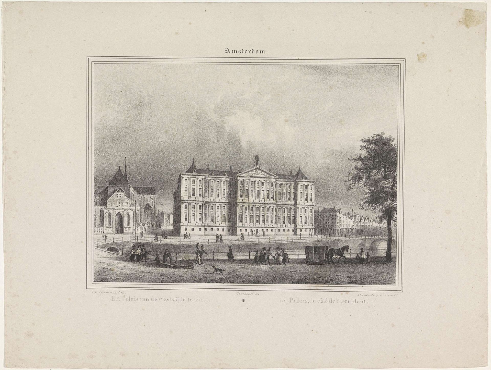 Koninklijk Paleis in Amsterdam vanaf de westzijde gezien by J.B. Clermans