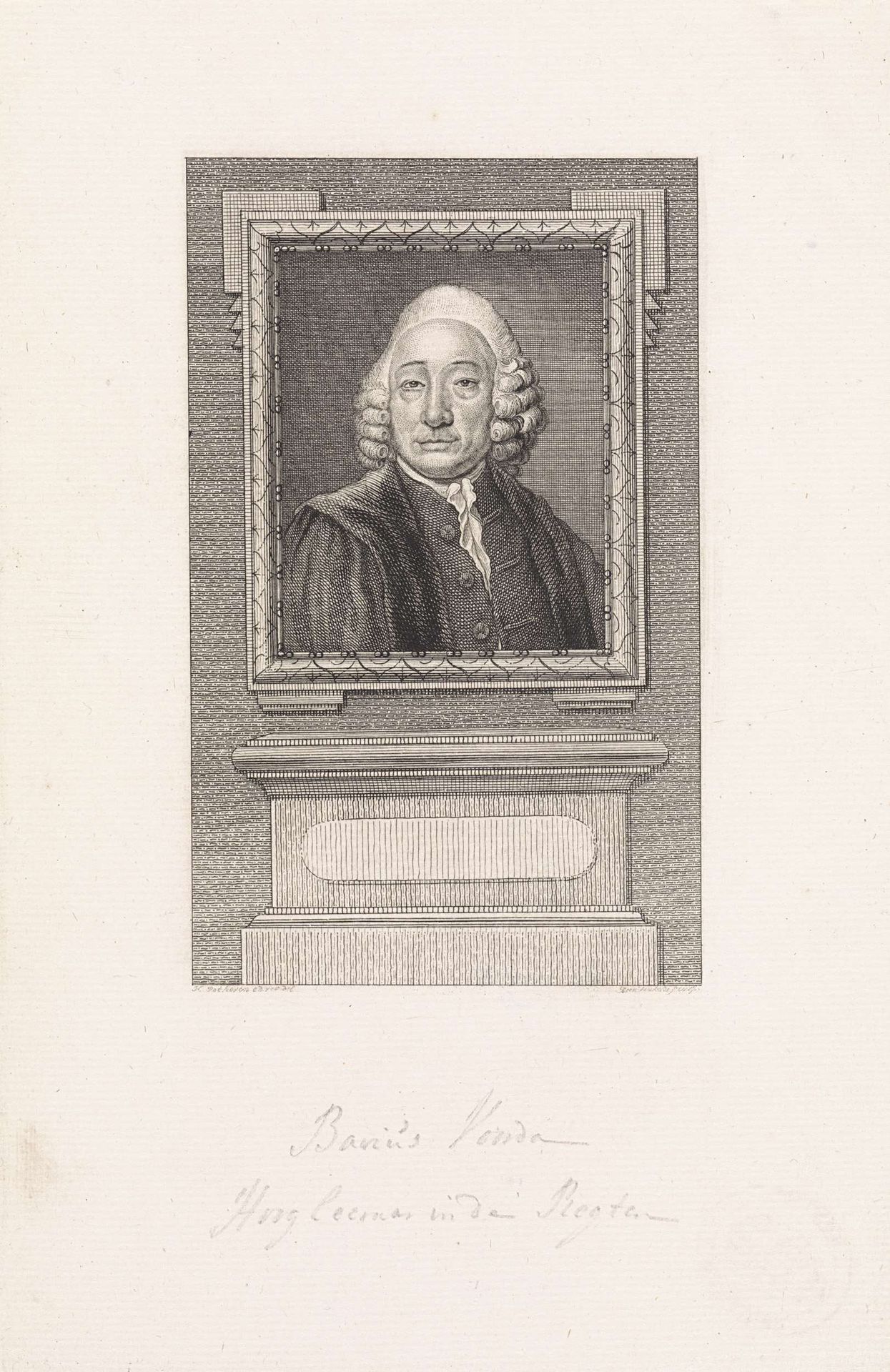 Portret van Bavius Voorda by Reinier Vinkeles