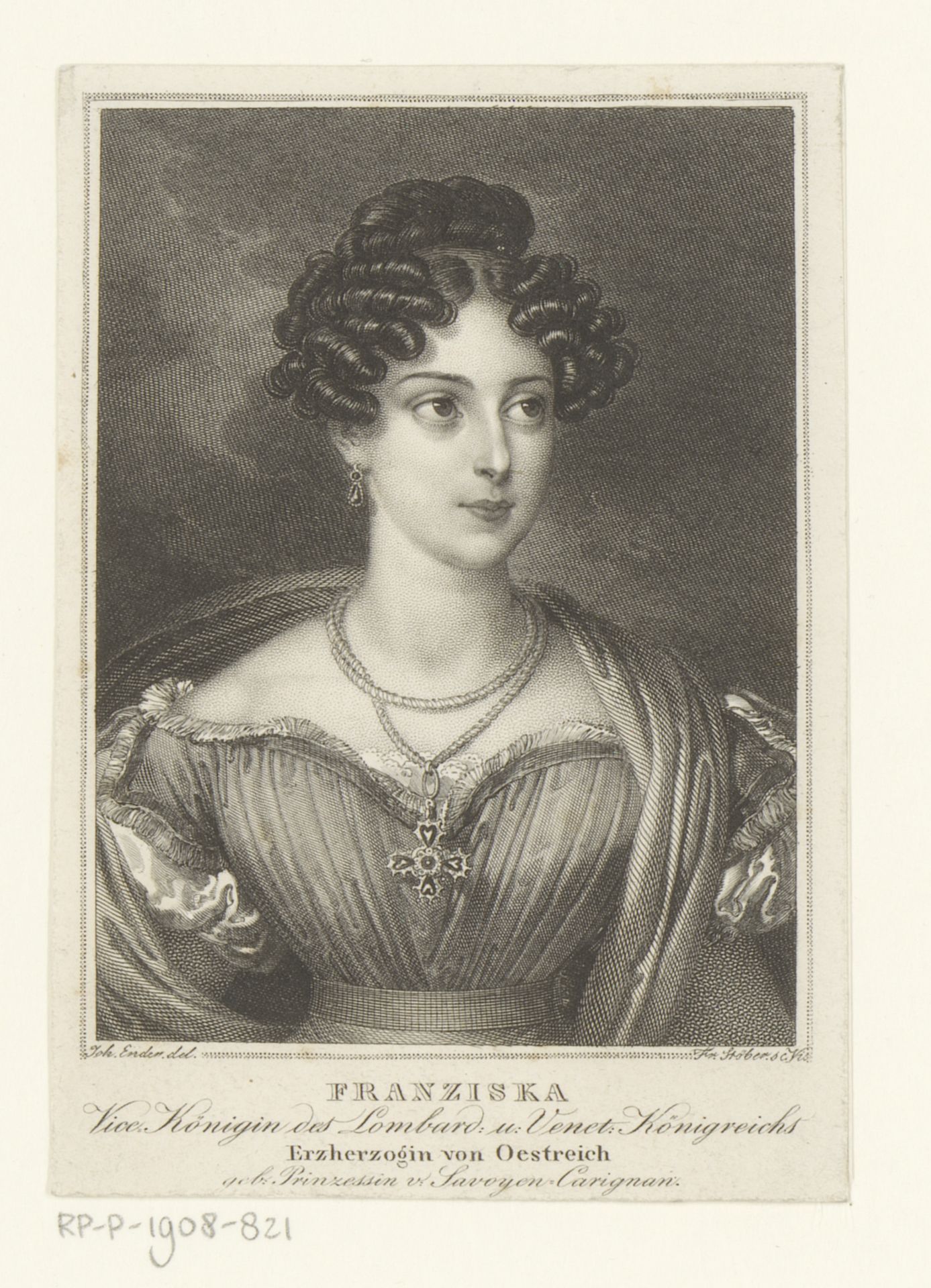 Portret van Maria Elisabeth von Savoyen-Carignan by Franz Xaver Stöber