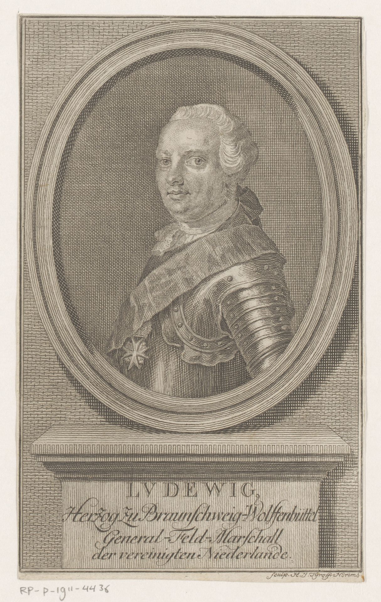 Portret van Ludwig Ernst von Braunschweig-Wolfenbüttel by Hermann Jakob Tyroff