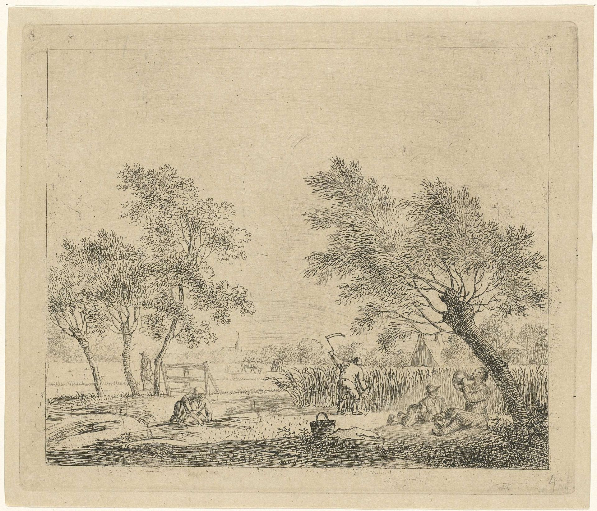 Landschap met korenoogst by Johannes Janson