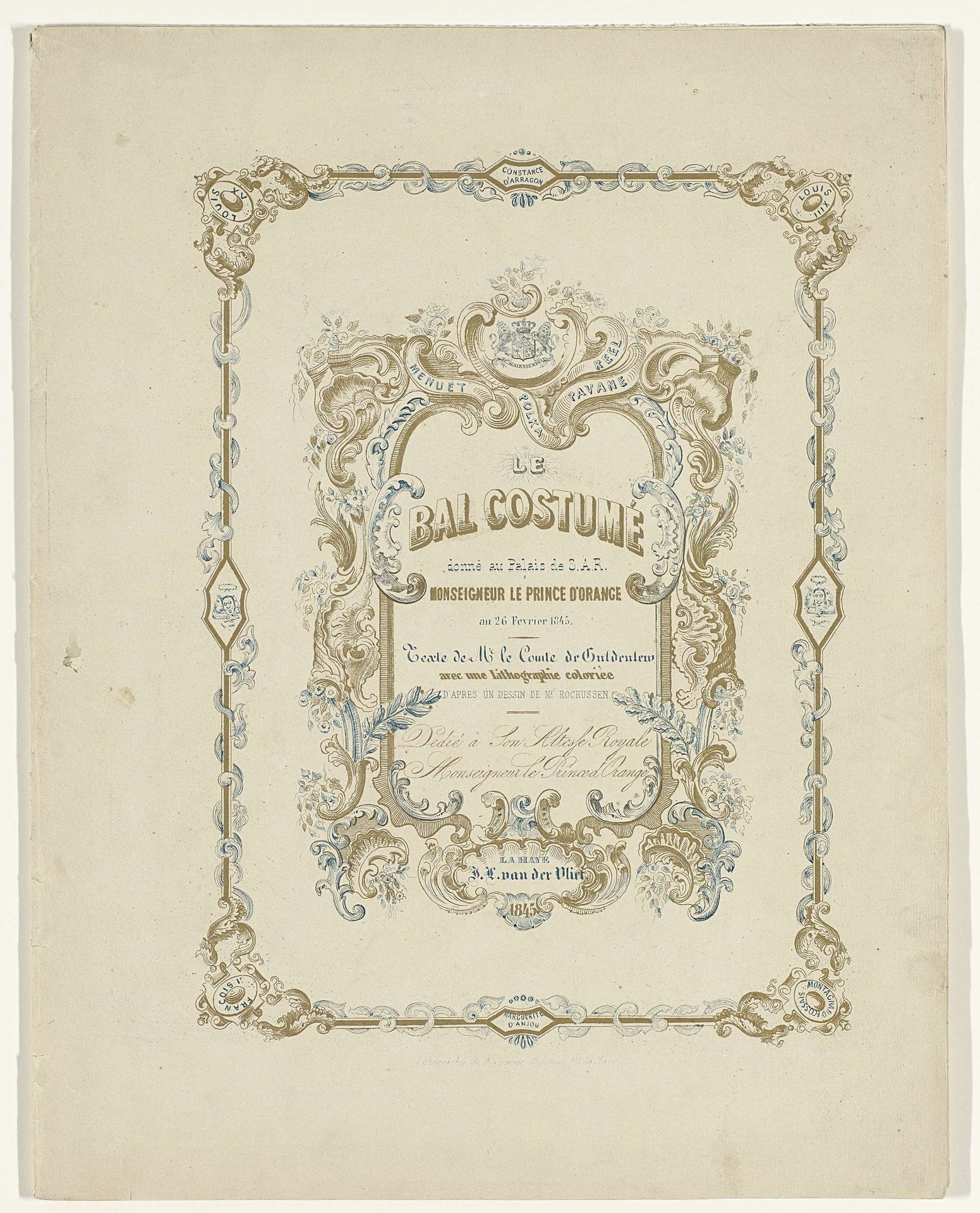 Beschrijving van een gekostumeerd bal gehouden op het paleis van de prins van Oranje (de latere koning Willem III) in Den Haag op 26 februari 1845 by le Comte de Guldenlew