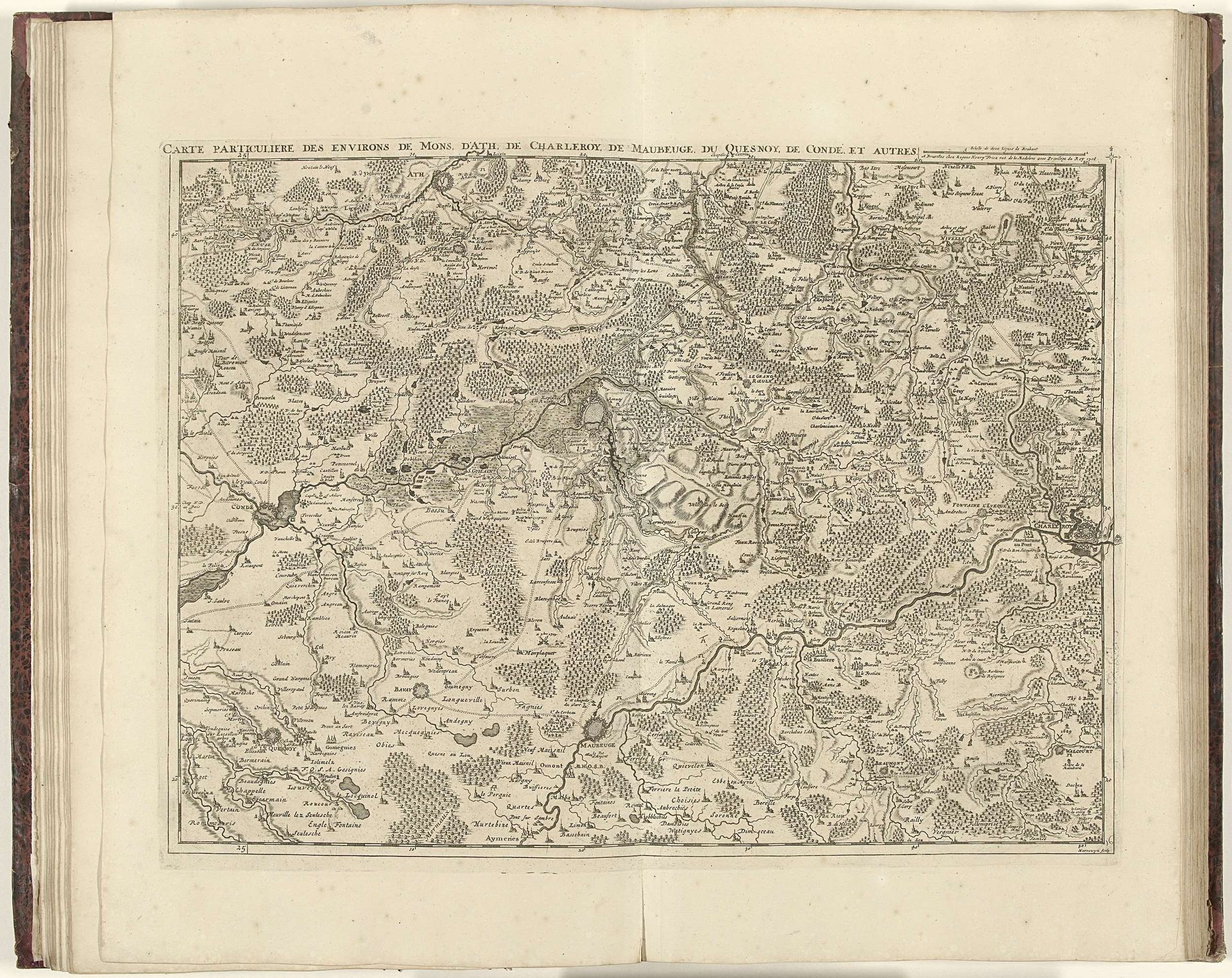 Kaart van Henegouwen en Noord-Frankrijk, 1706 by Jacobus Harrewijn