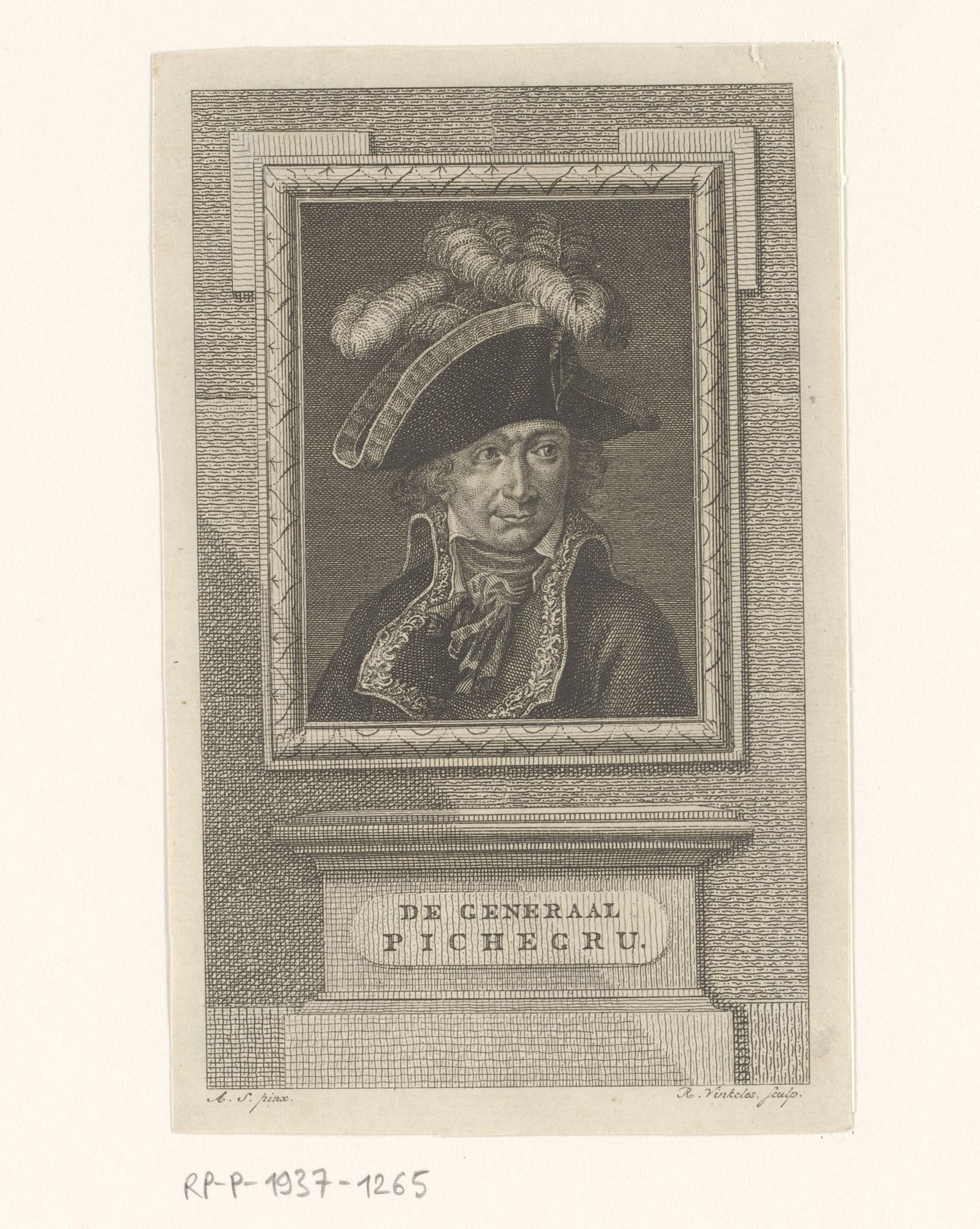 Portret van Jean-Charles Pichegru by Reinier Vinkeles