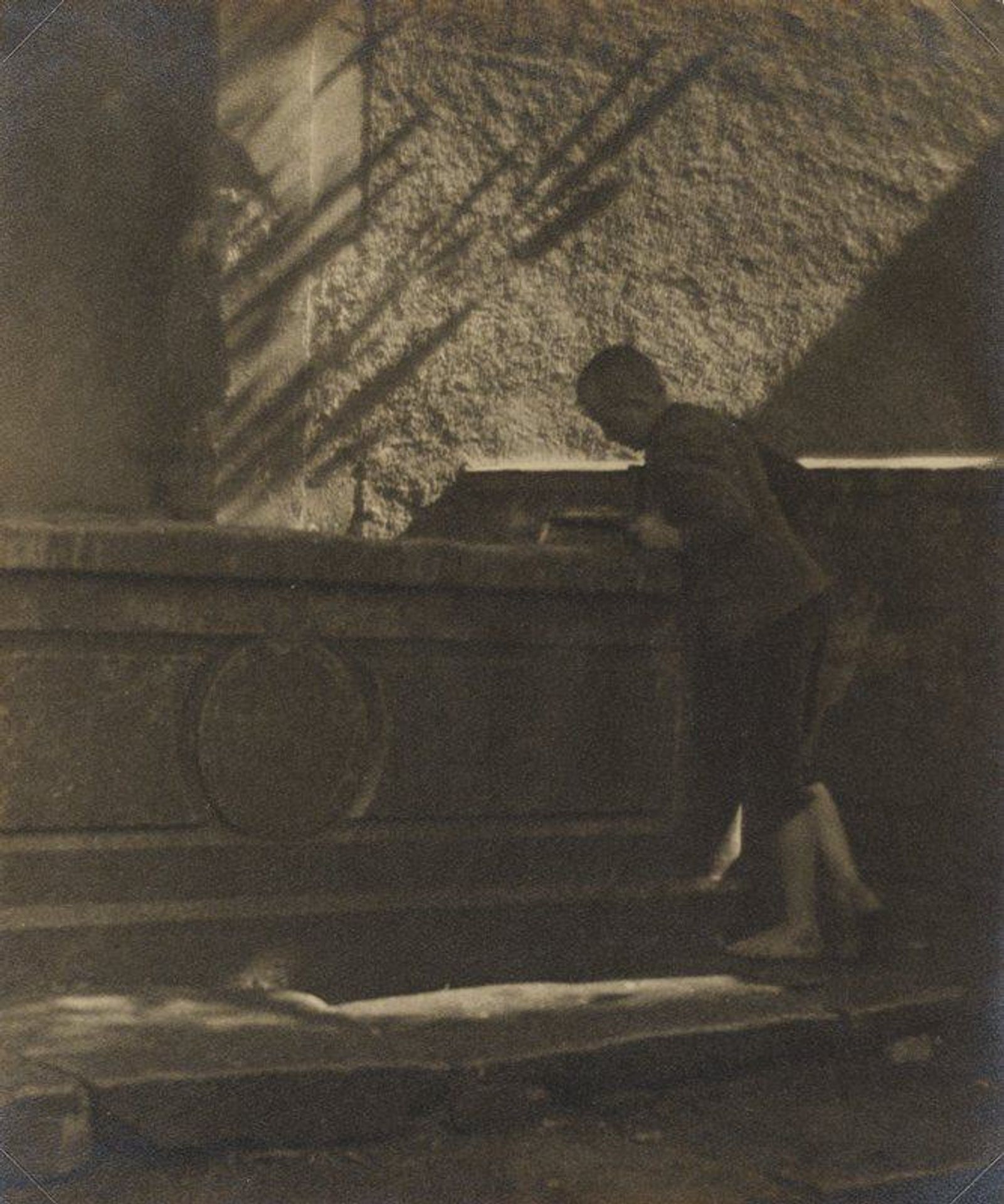 Untitled [boy looking over bridge] by Jaromír Funke