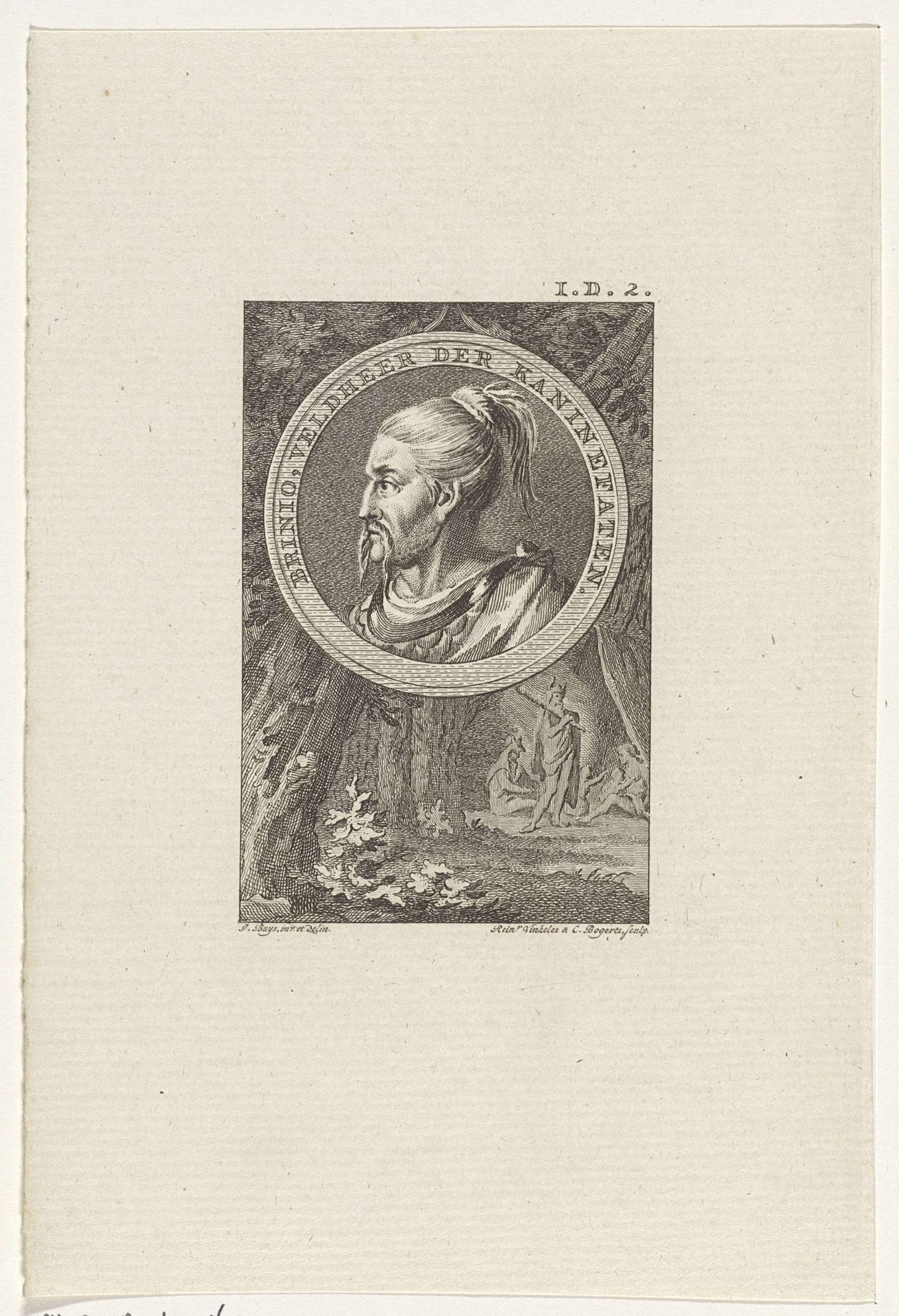 Portret van Brinio, veldheer der Kaninefaten by Reinier Vinkeles