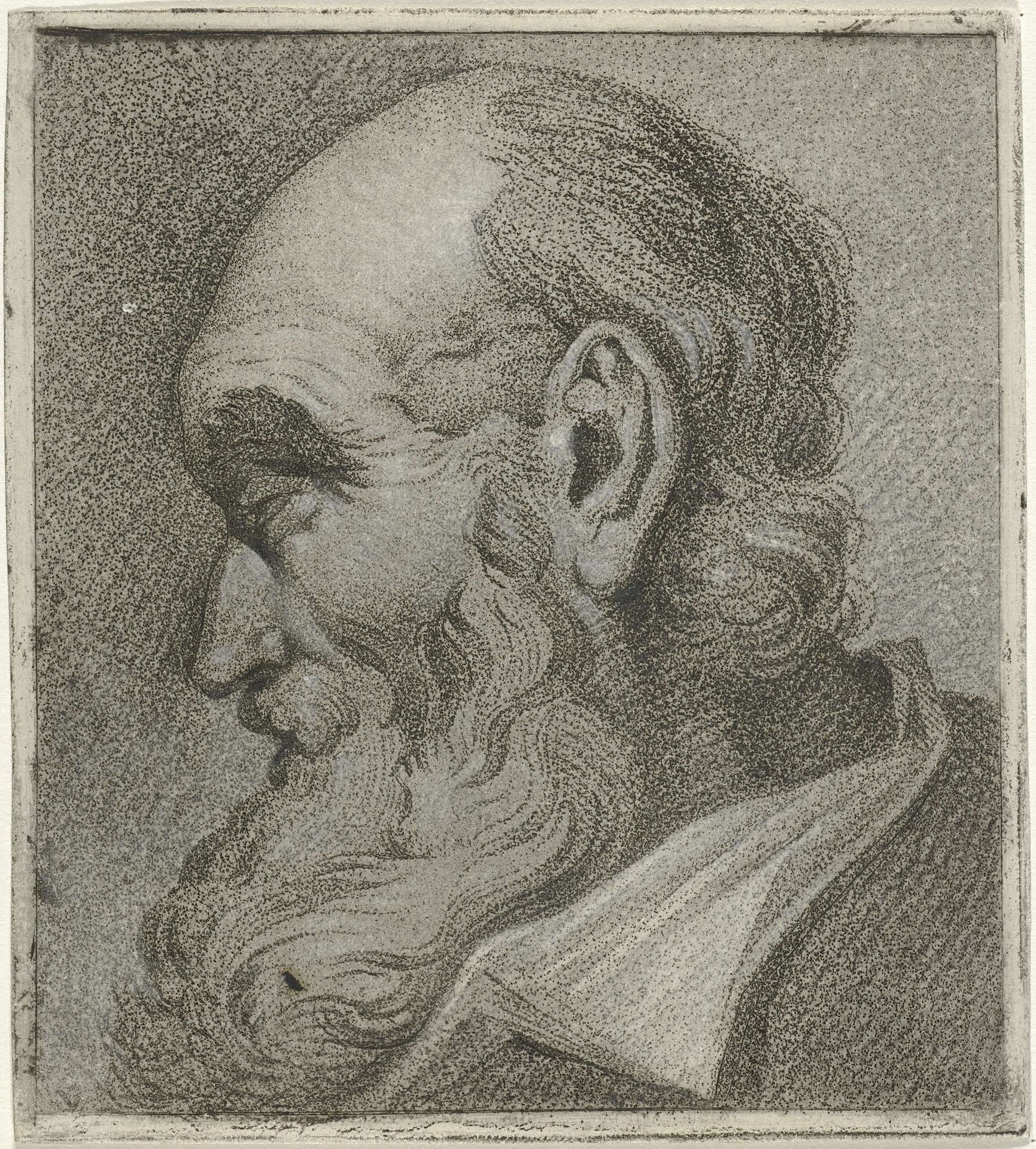 Portret van een grijsaard, en profil by Hermanus Fock