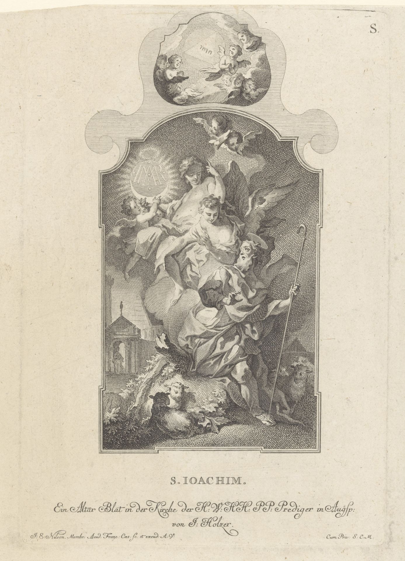 Aankondiging van de geboorte van Maria by Johann Esaias Nilson