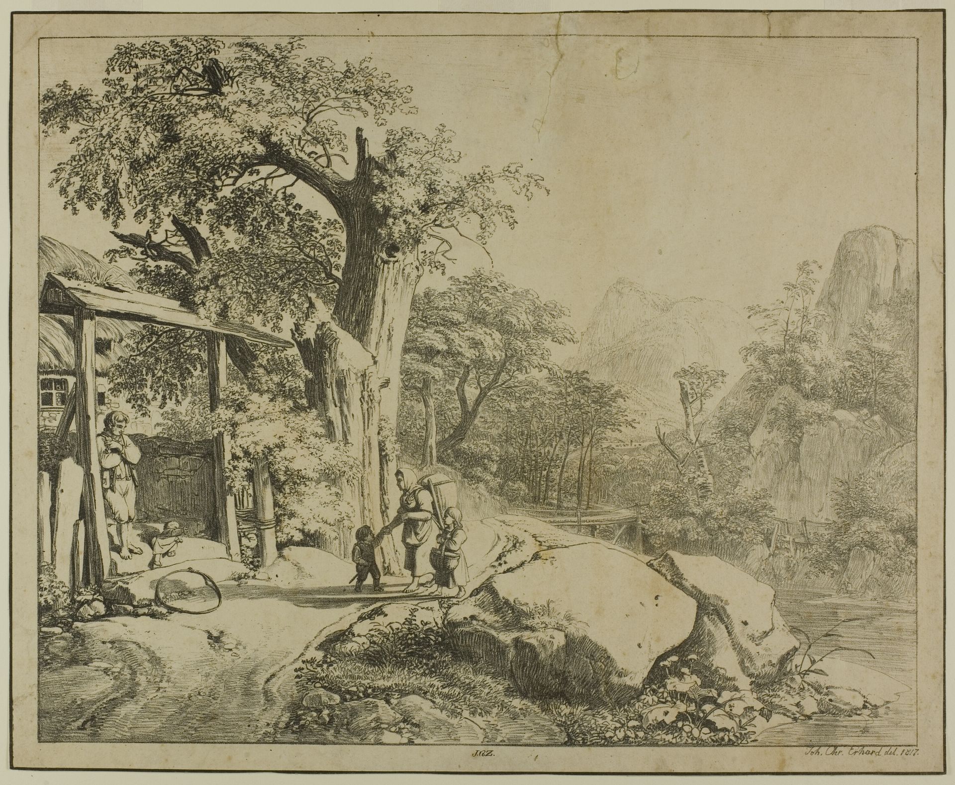 Mountain Landscape with Staffage by Johann Christoph Erhard