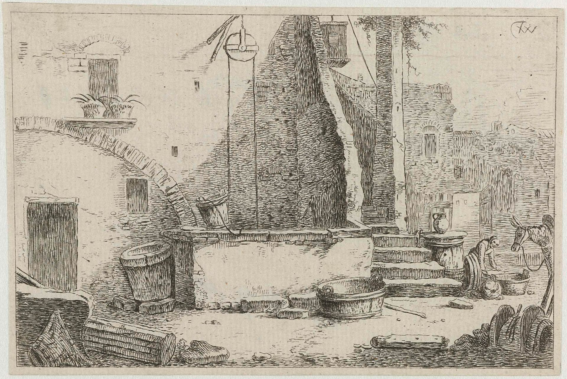 Waterput bij een huis by Thomas Wijck