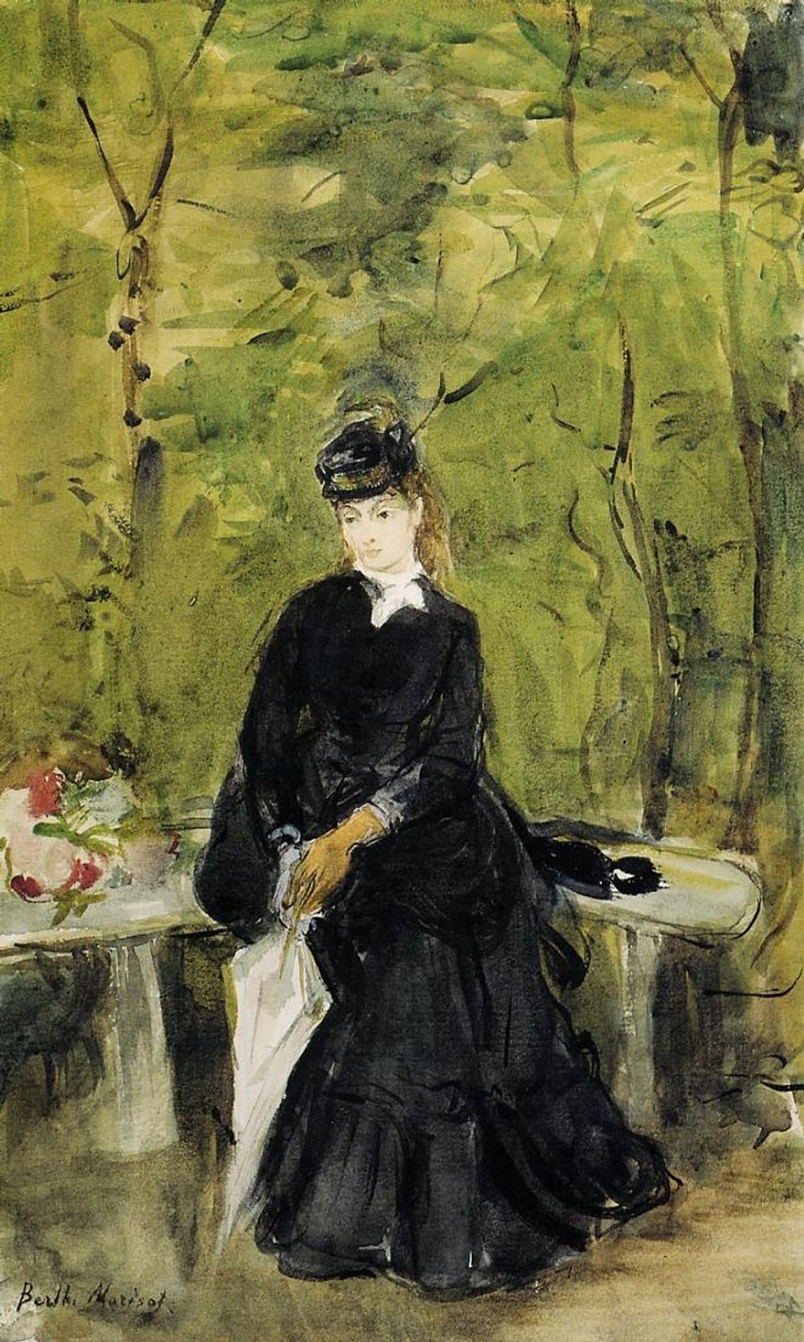Young Lady Seated on a Bench by Berthe Morisot