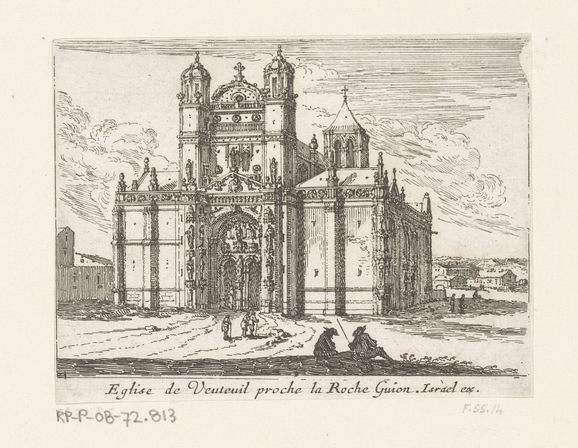 Gezicht op de kerk van Venteuil by Israel Silvestre