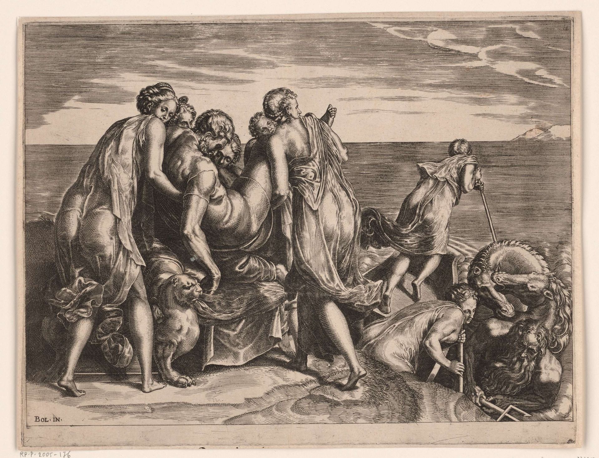 De Phaiaken dragen de slapende Odysseus naar Ithaka by Philips Galle