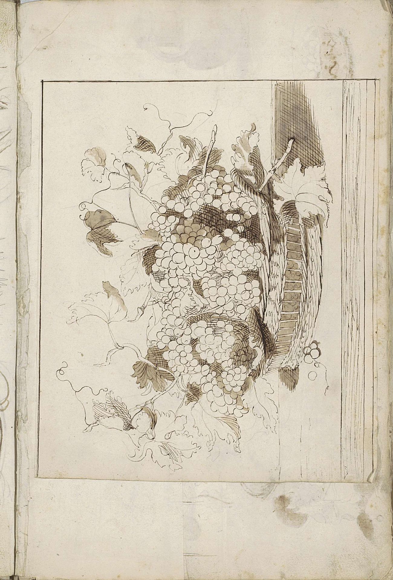 Stilleven met druiven in een rieten mand by Paul de Vos