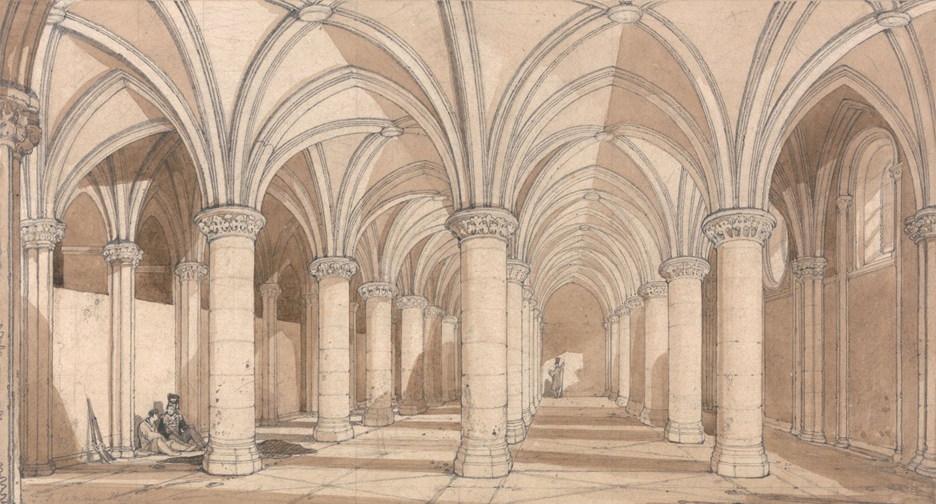 The Barons’ Hall, Mont Saint Michel by John Sell Cotman