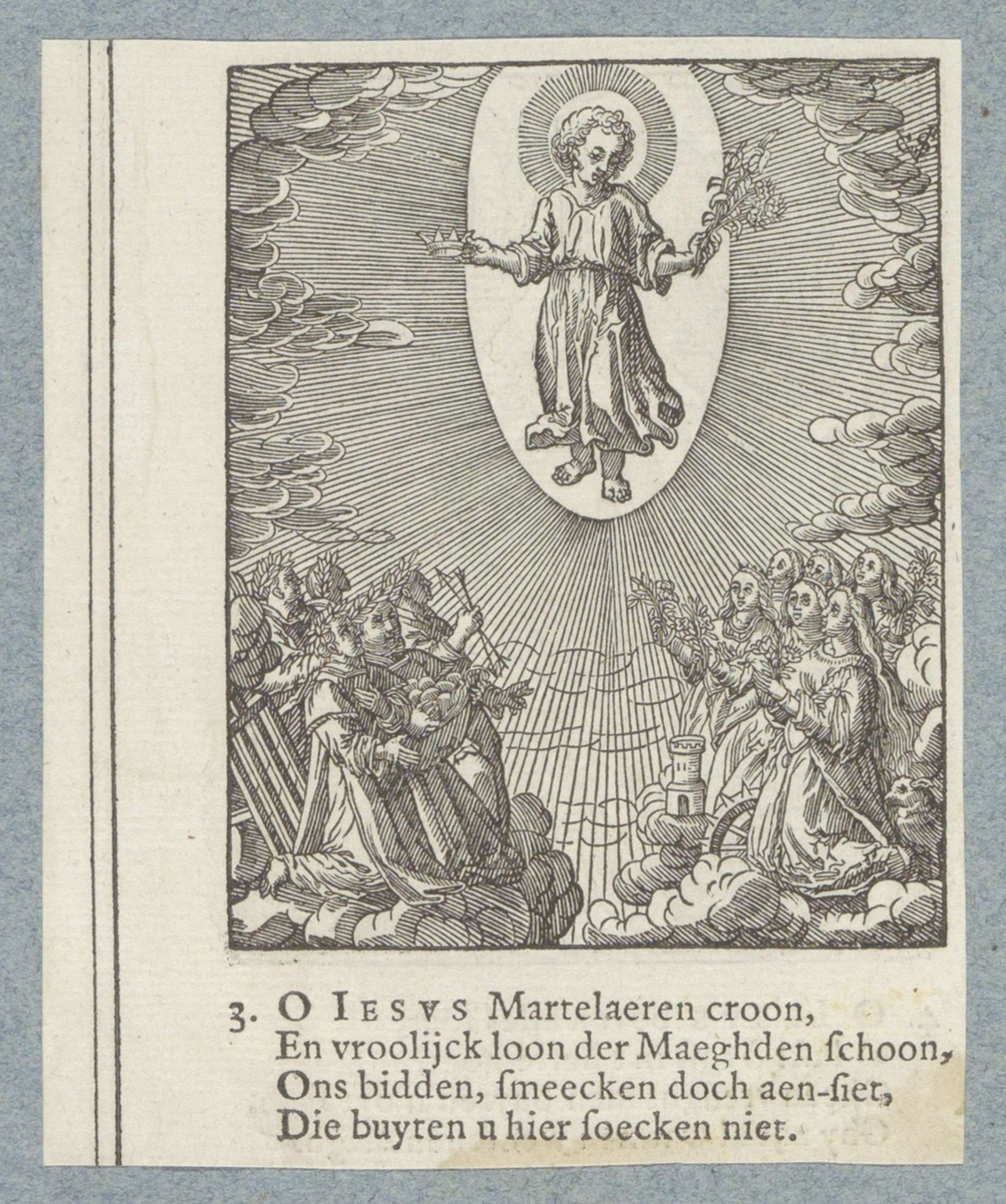 Aanbidding van het Christuskind door martelaren by Christoffel van (II) Sichem