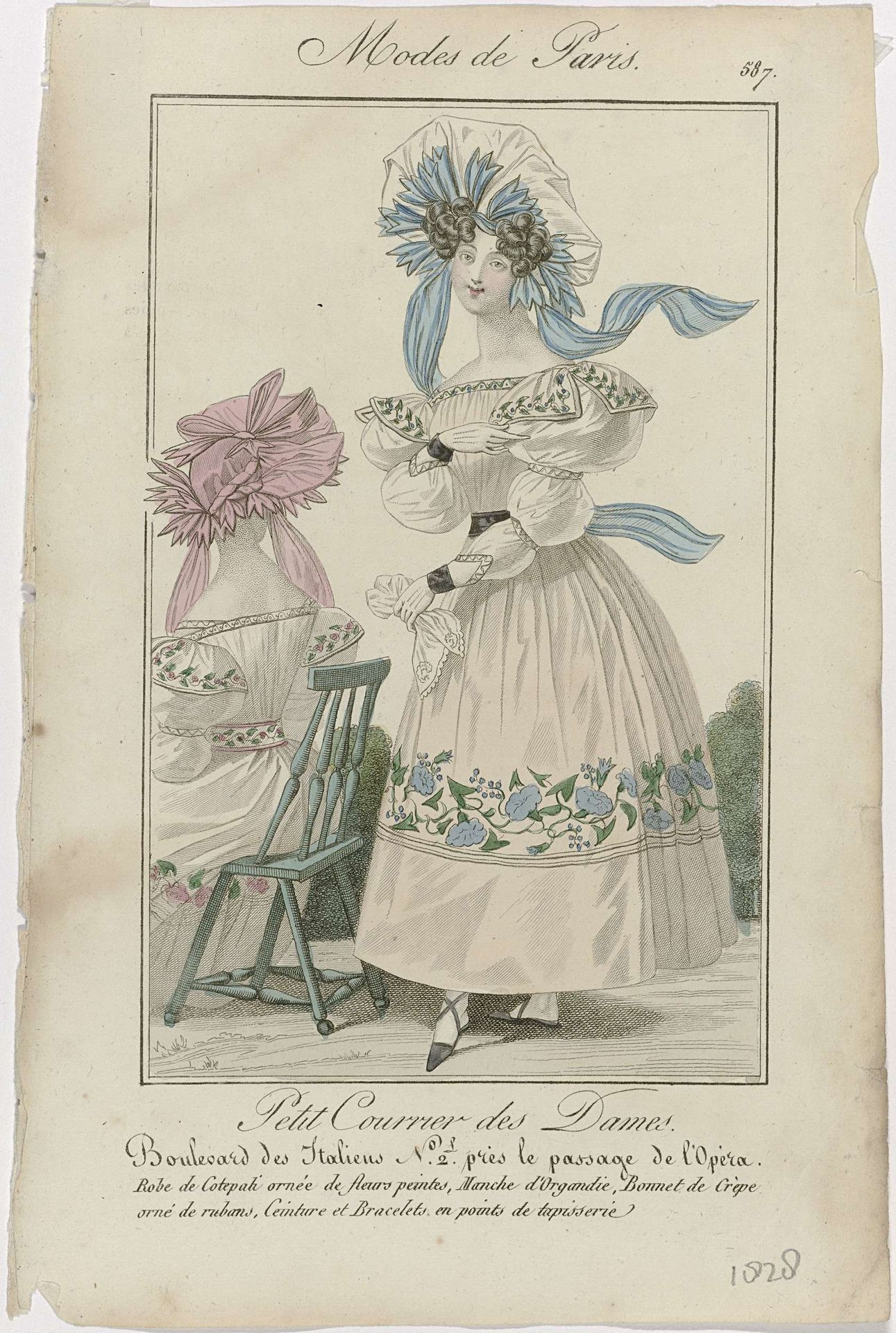 Petit Courrier des Dames, 1828, No. 587 : Robe de Cotepal (...) by Anonymous