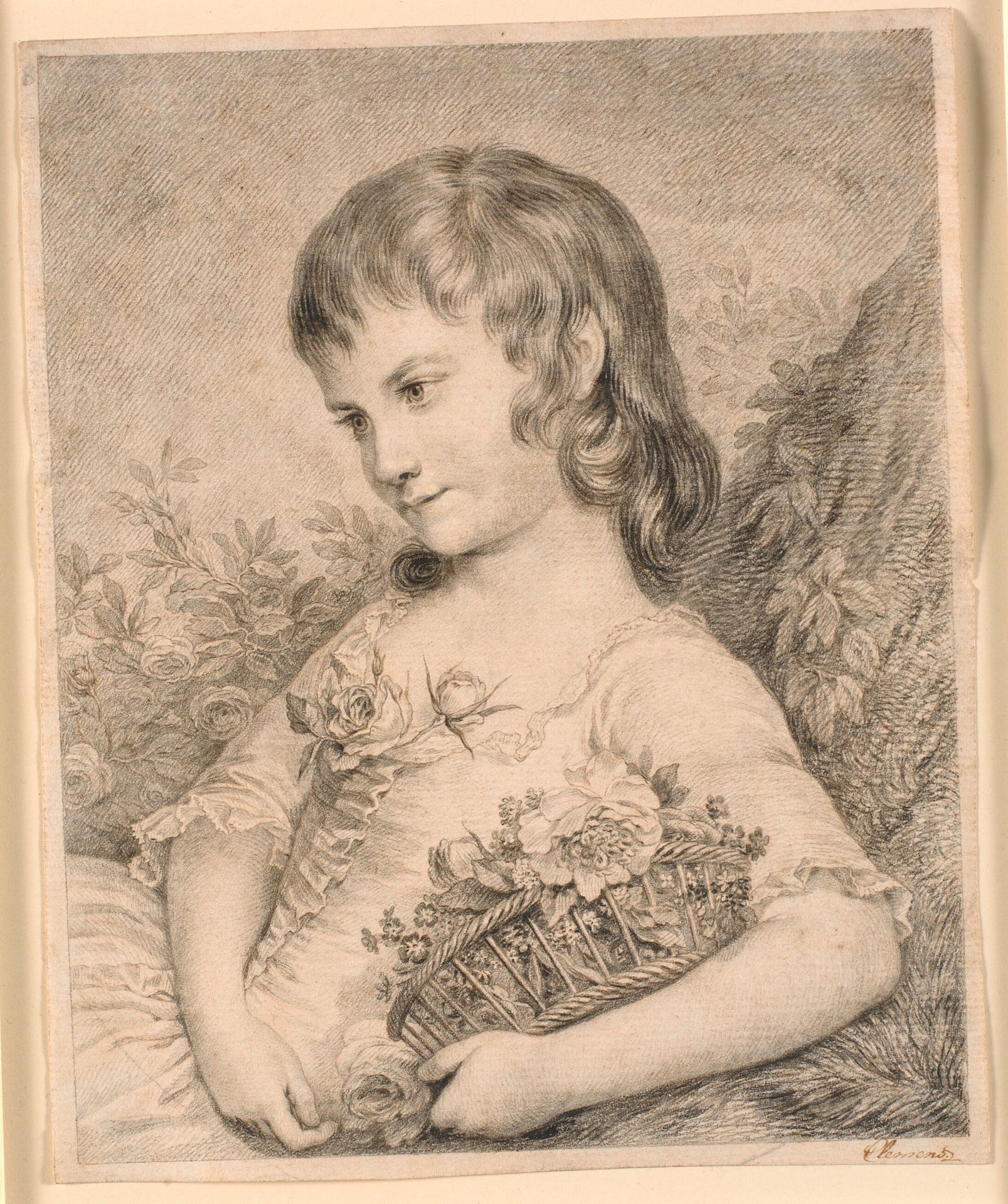 Lille pige med en blomsterkurv (Octavie Diodati) by J.F. Clemens