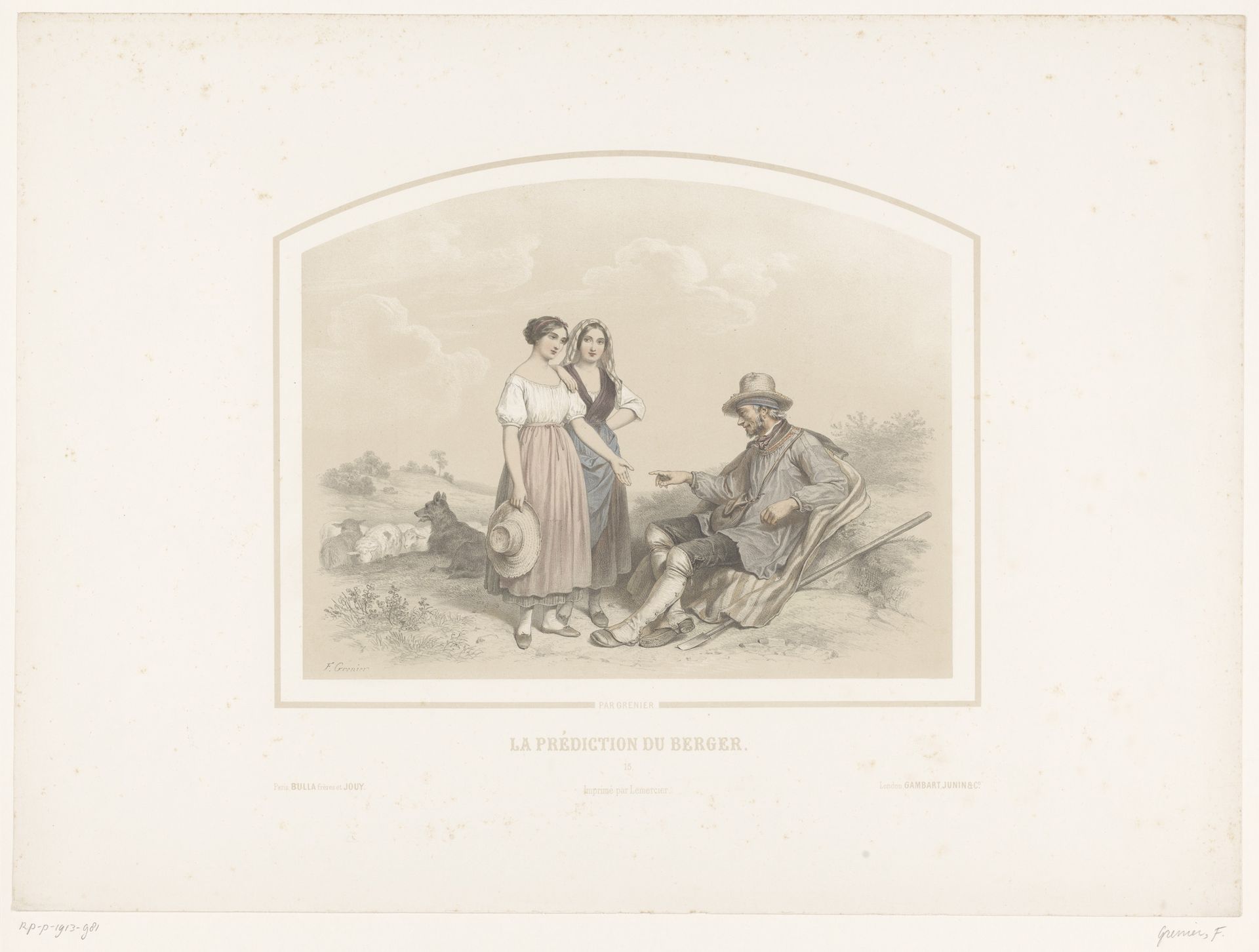 Oude schaapherder voorspelt de toekomst aan twee herderinnen by François Grenier