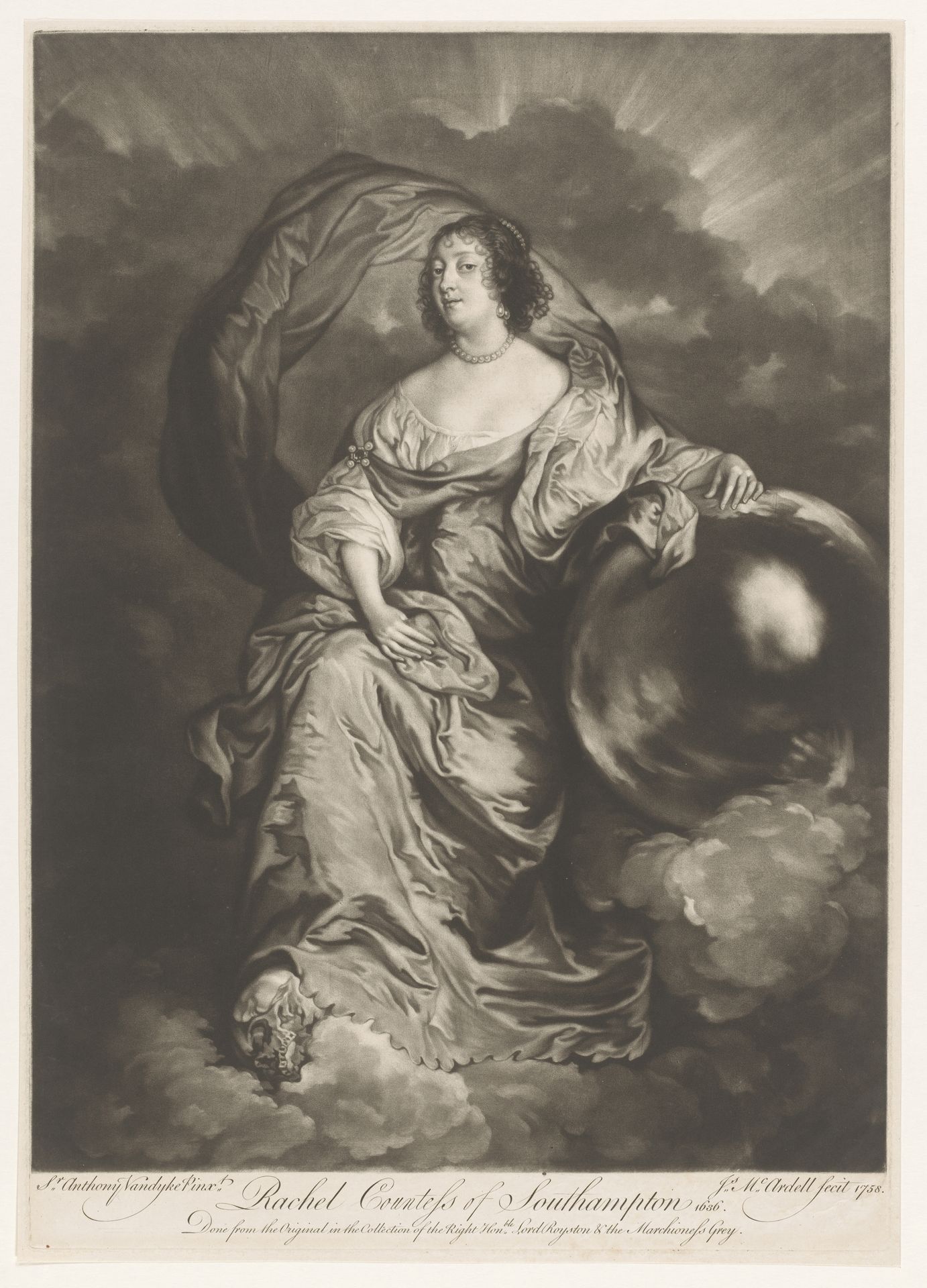 Portret van Rachel Wriothesley by James McArdell