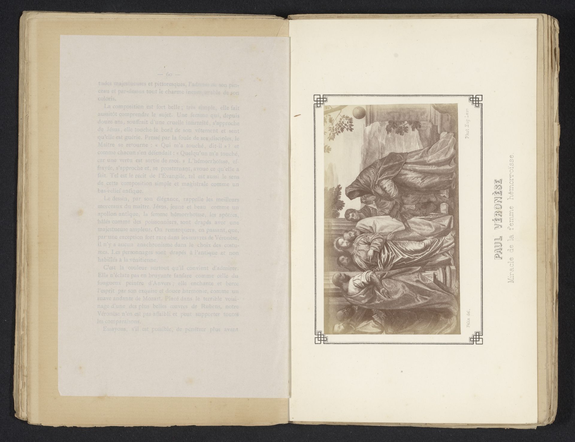 Fotoreproductie van een schilderij van 'De genezing van de bloedvloiende vrouw' door Paolo Veronese by E. Léon