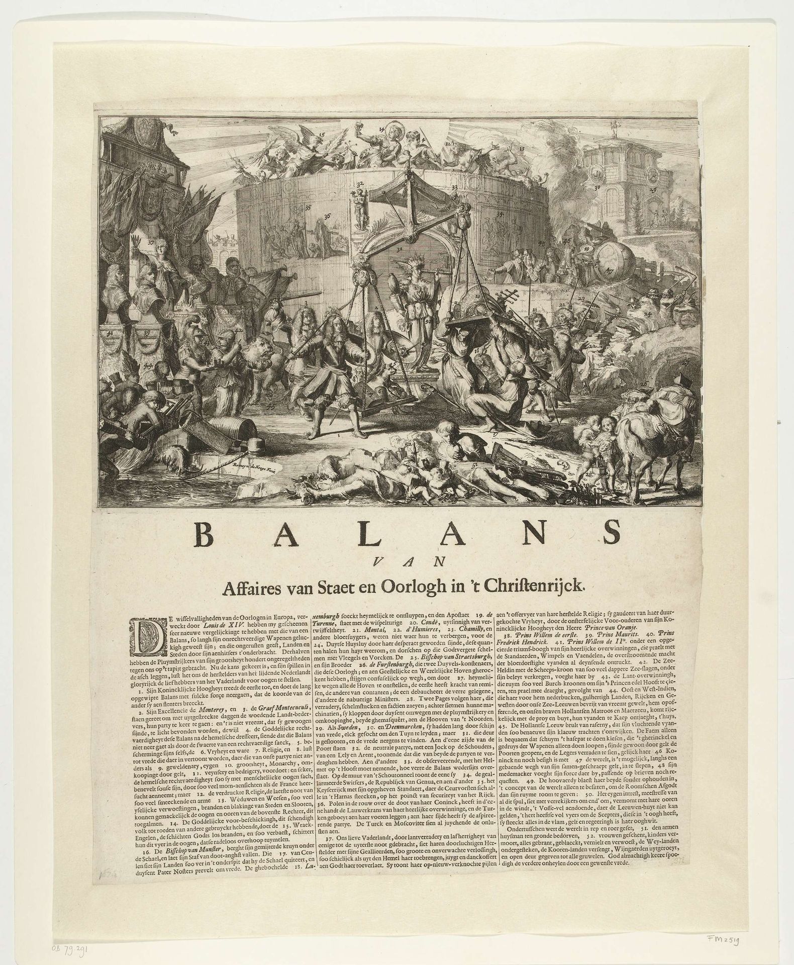 Allegorie op de stand van zaken in de oorlog met Frankrijk, 1674 by Romeyn de Hooghe