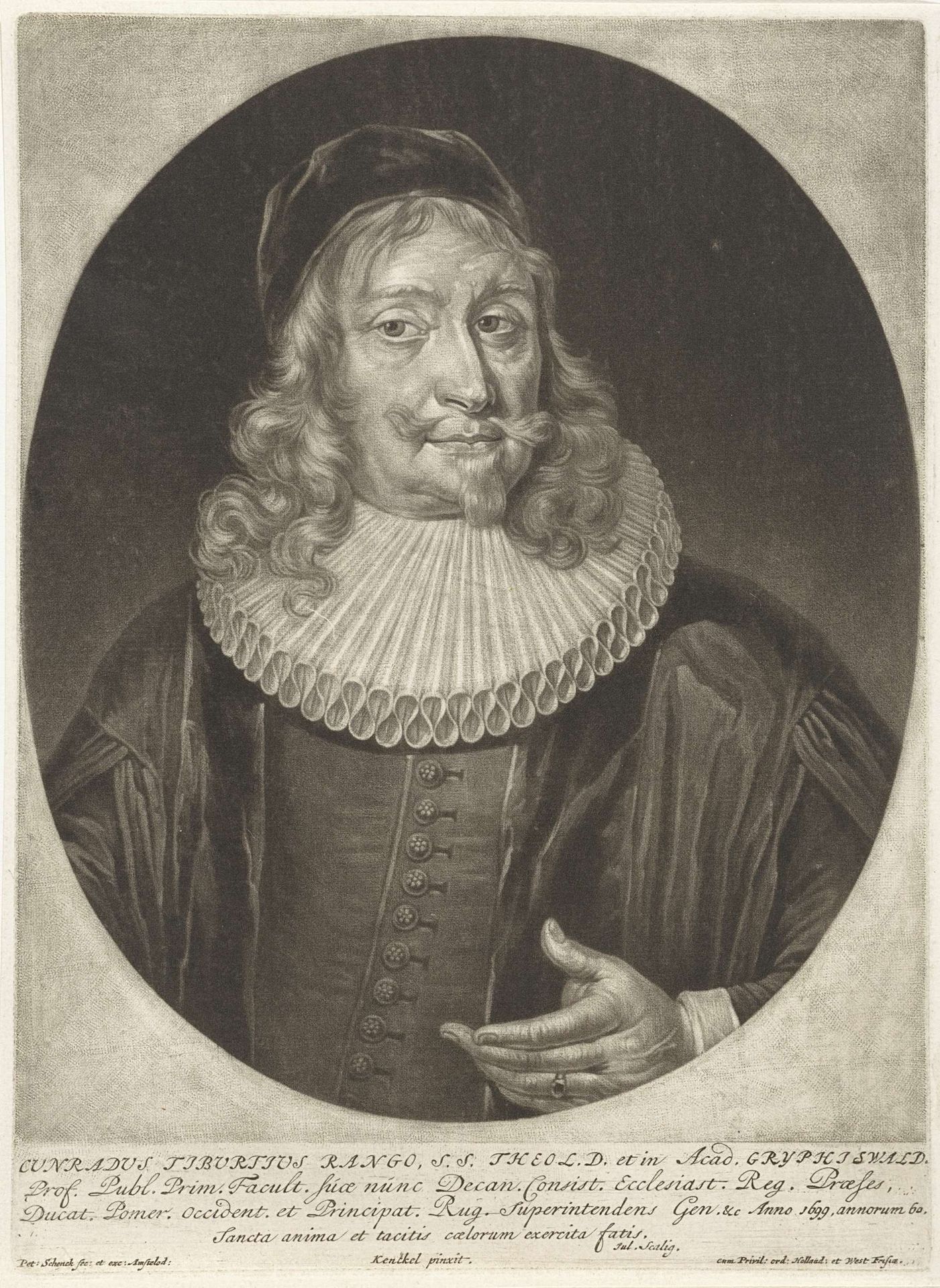 Portret van de theoloog Konrad Tiburtius Rango by Pieter Schenk