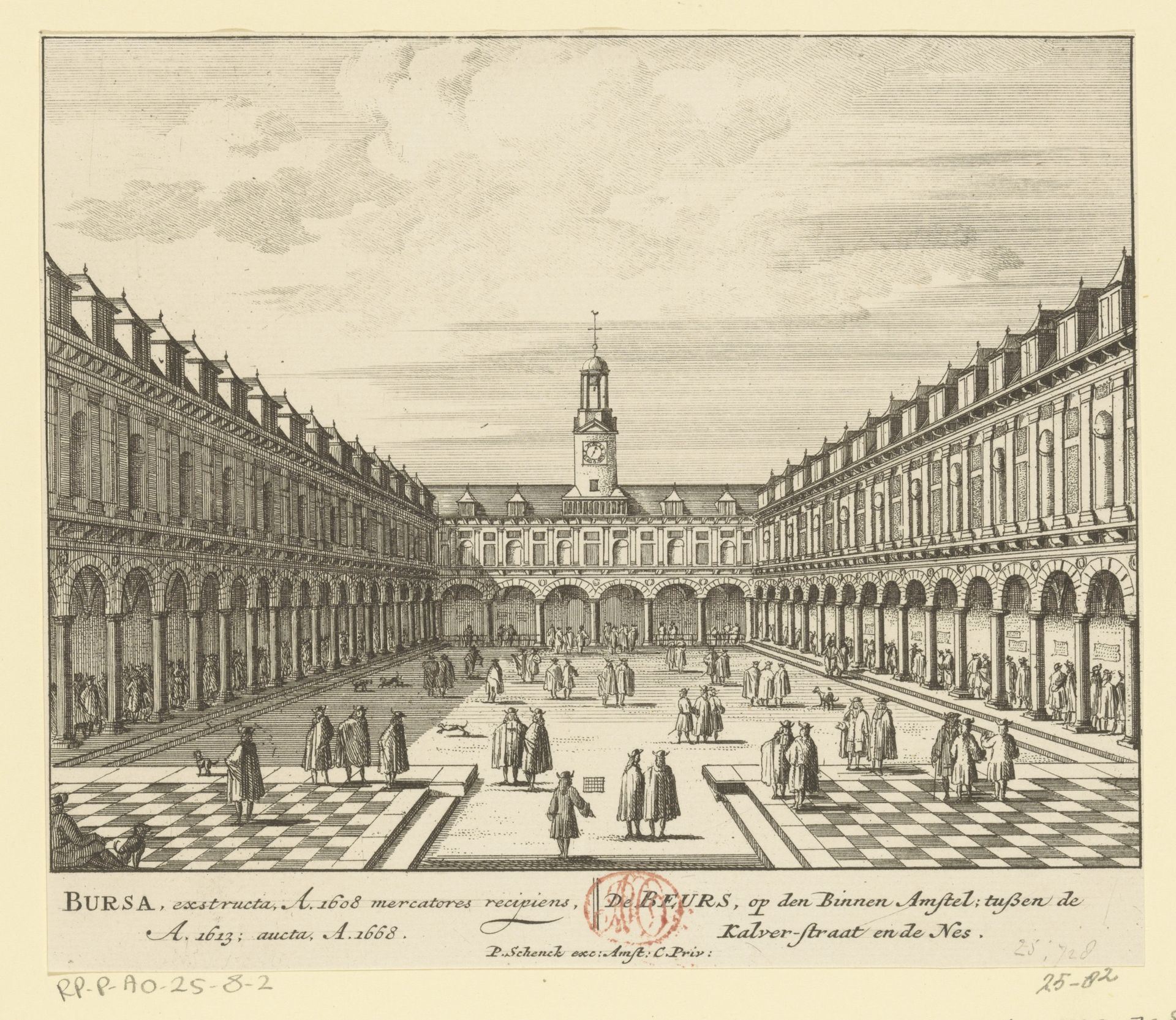 Gezicht op de binnenplaats van de Beurs van Hendrik de Keyser by Anonymous