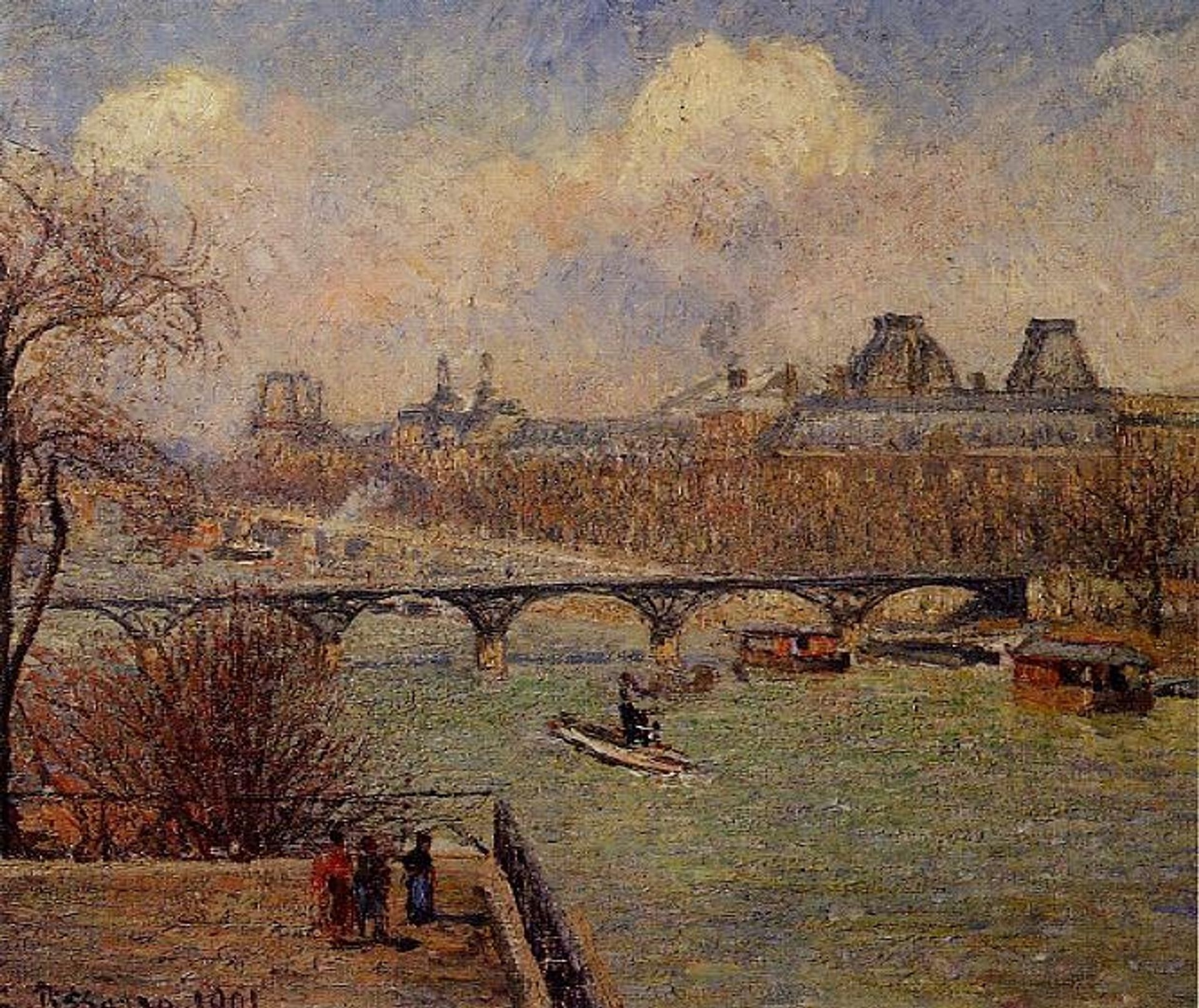 View of the Seine from the Raised Terrace of the Pont Neuf by Camille Pissarro