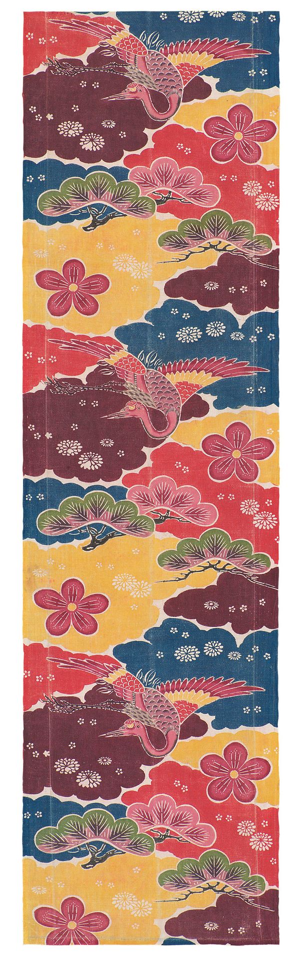 Fragment decorated with clouds and cranes by Anonymous