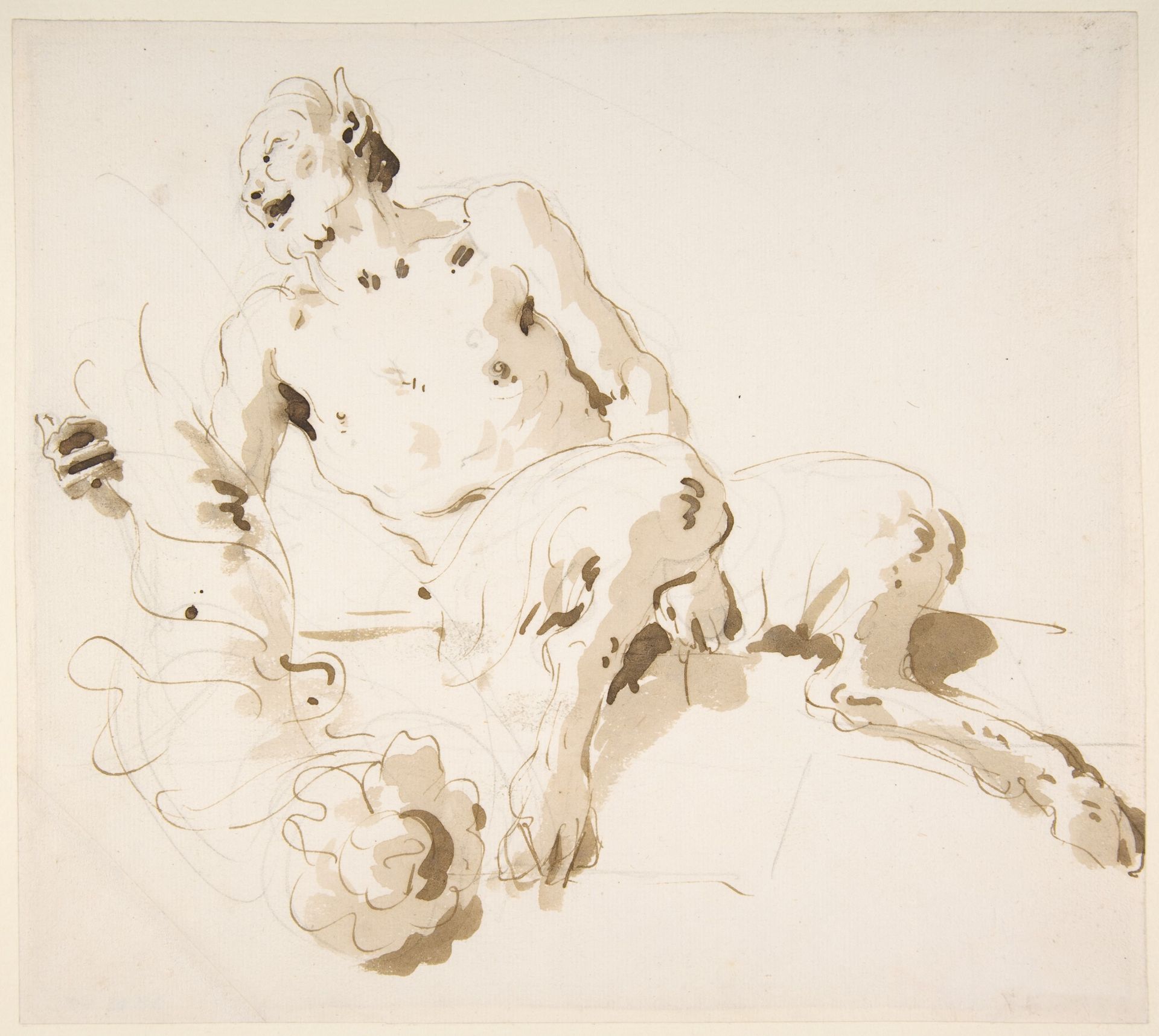 Seated Satyr Holding a Garland by Giovanni Battista Tiepolo