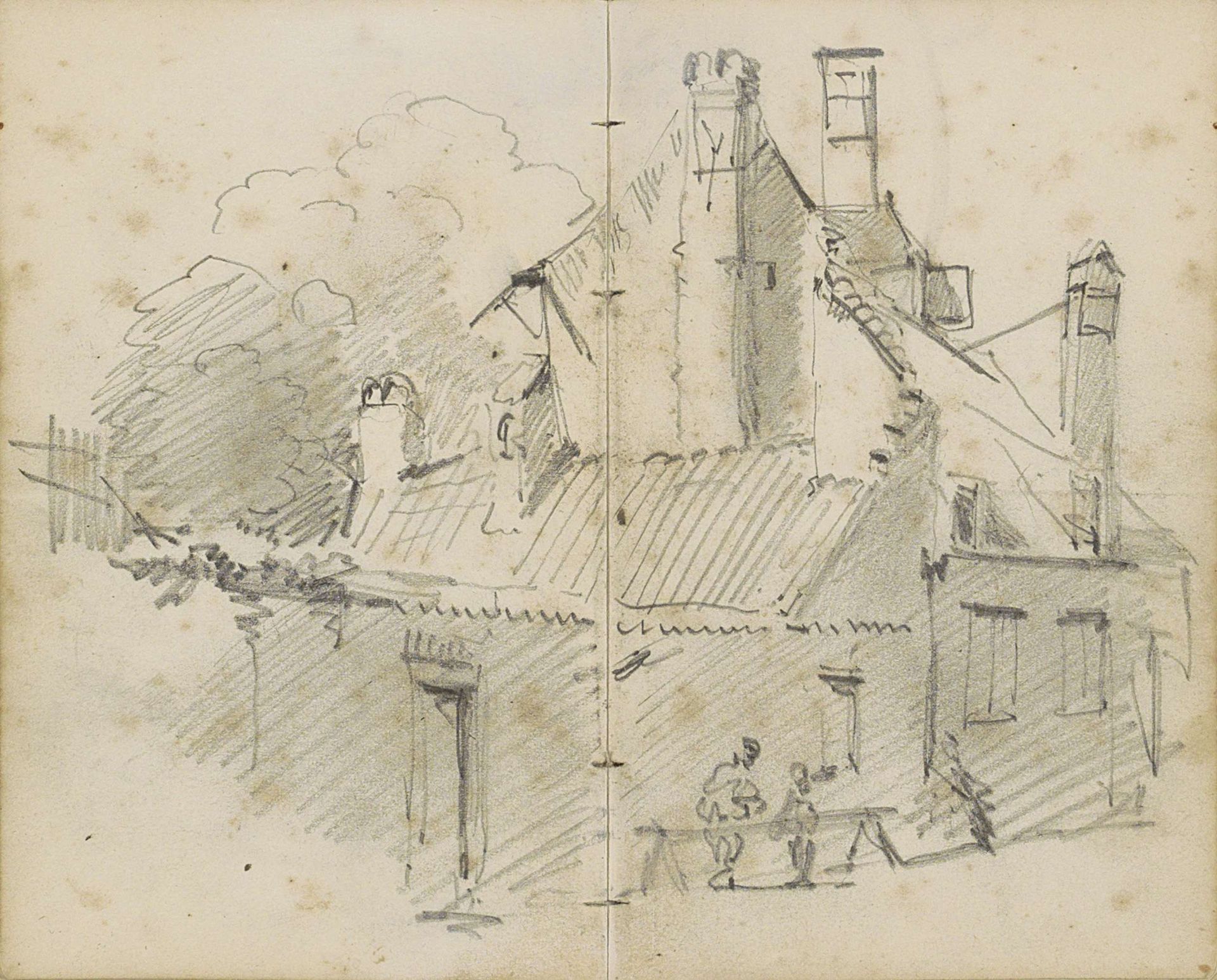 Straat met figuren by Willem Koekkoek