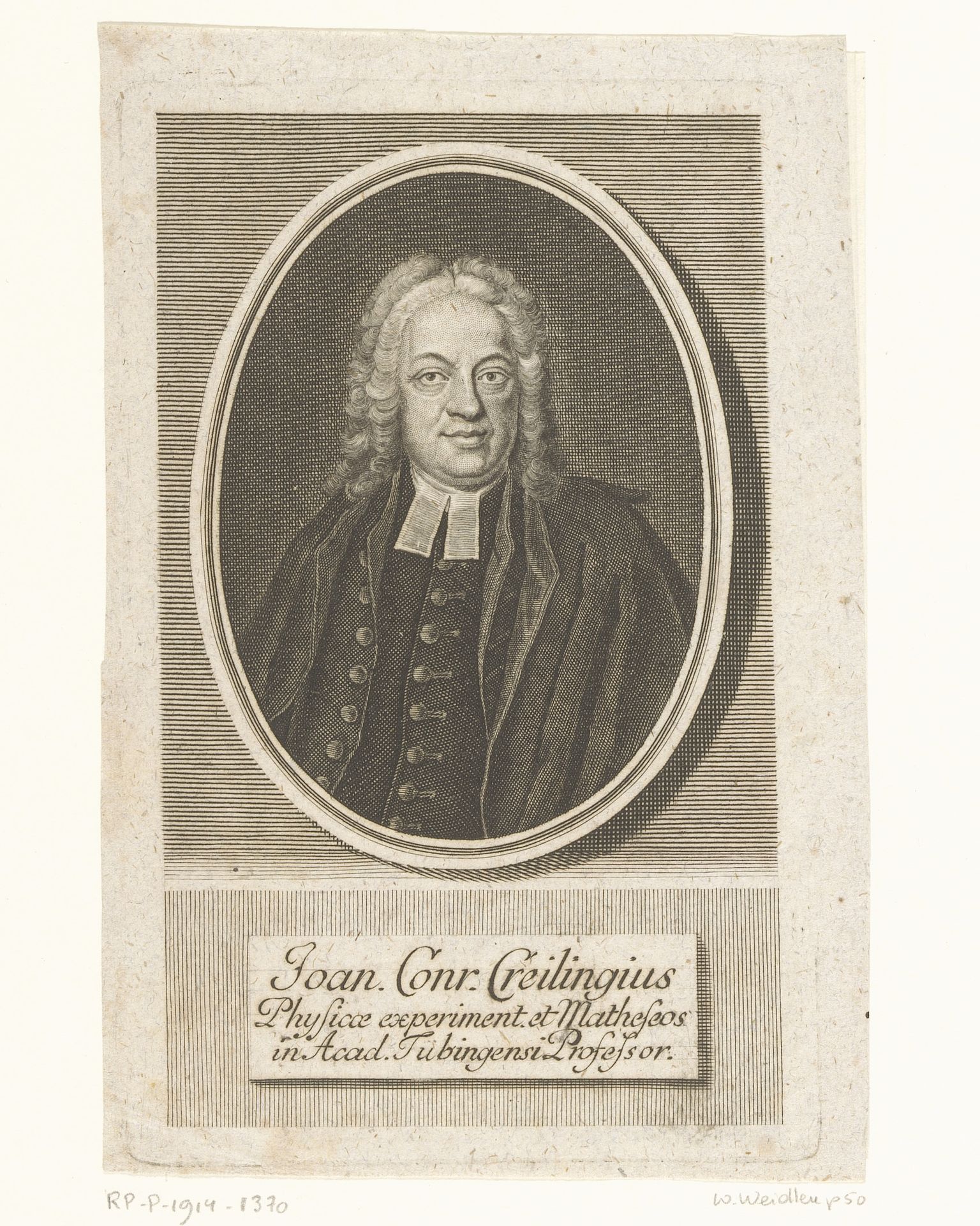Portret van Johann Conrad Creiling by Johann Martin Bernigeroth