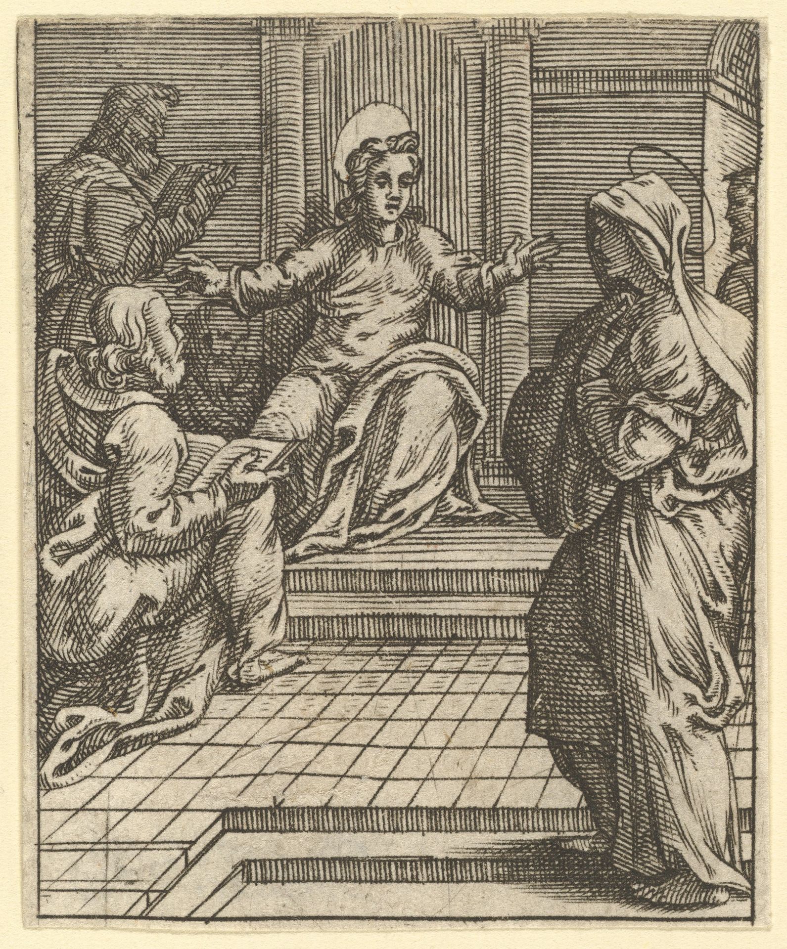 The Virgin of Sorrows: Christ Disputing with the Doctors; one of nine surrounding compartments from the Virgin of Sorrows, now separated by Giorgio Ghisi