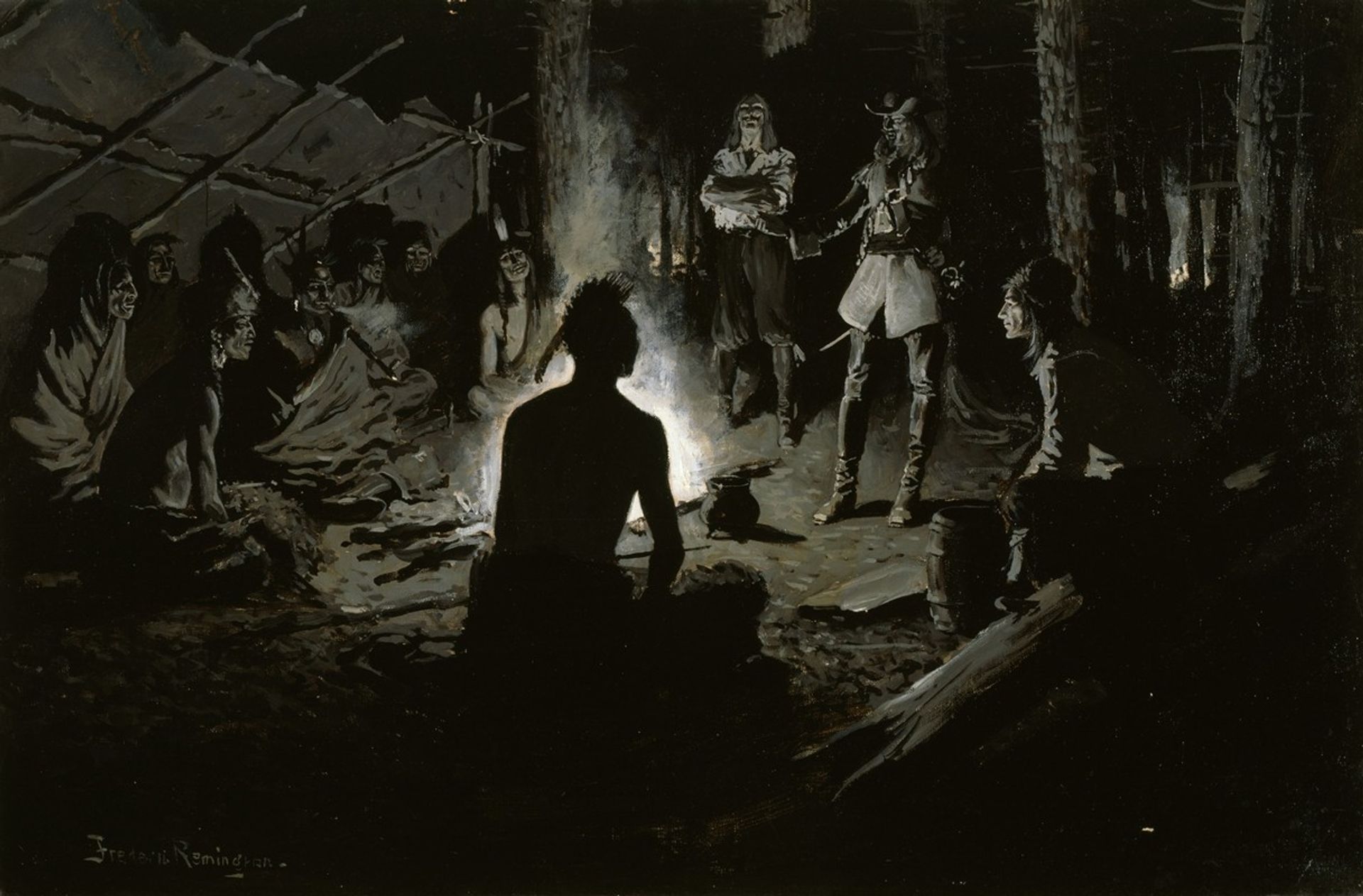 French Explorer’s Council with the Indians by Frederic Remington