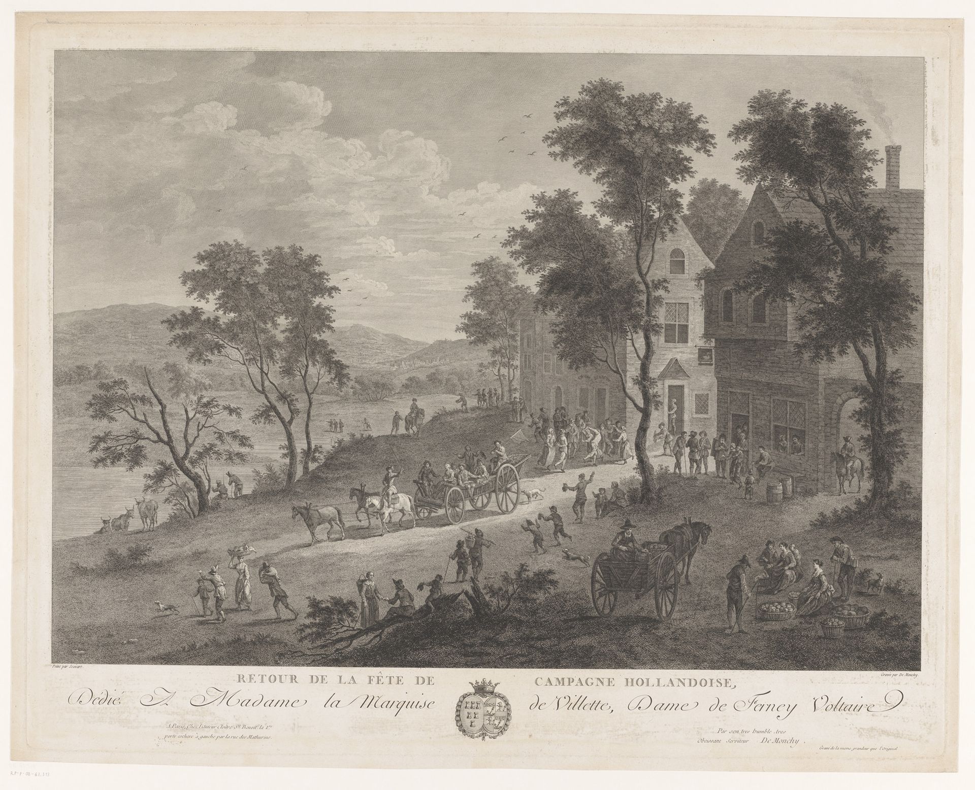Landschap met huizen en boeren by Martin de Monchy